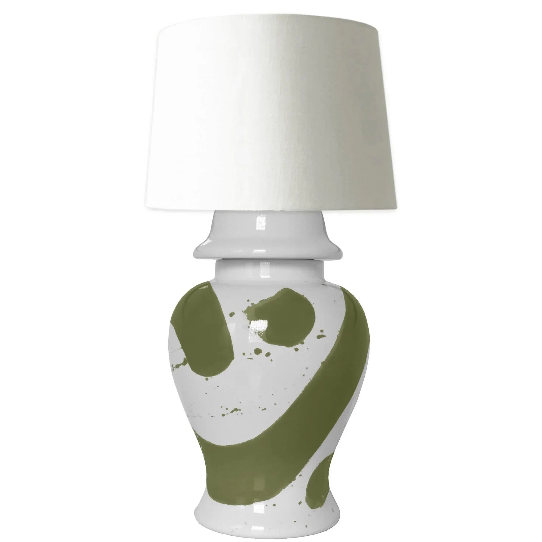 Moss Green Brushstroke Ginger Jar Lamp - The Mayfair Hall