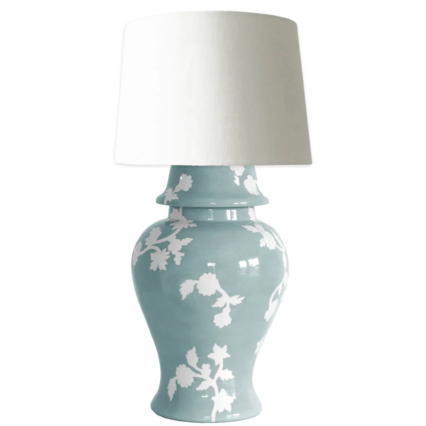 Chinoiserie Dreams Ginger Jar Lamp in Lamb's Ear Blue - The Mayfair Hall