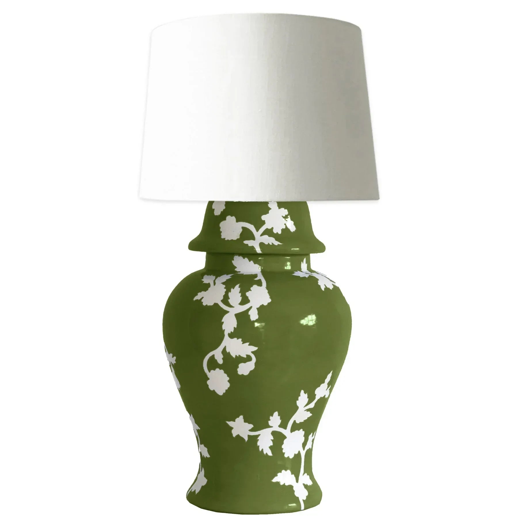Chinoiserie Dreams Ginger Jar Lamp in Moss Green - The Mayfair Hall