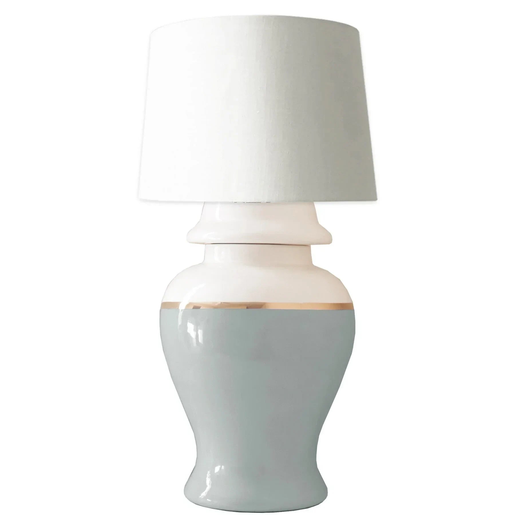 Lamb's Ear Blue Color Block Ginger Jar Lamp - The Mayfair Hall