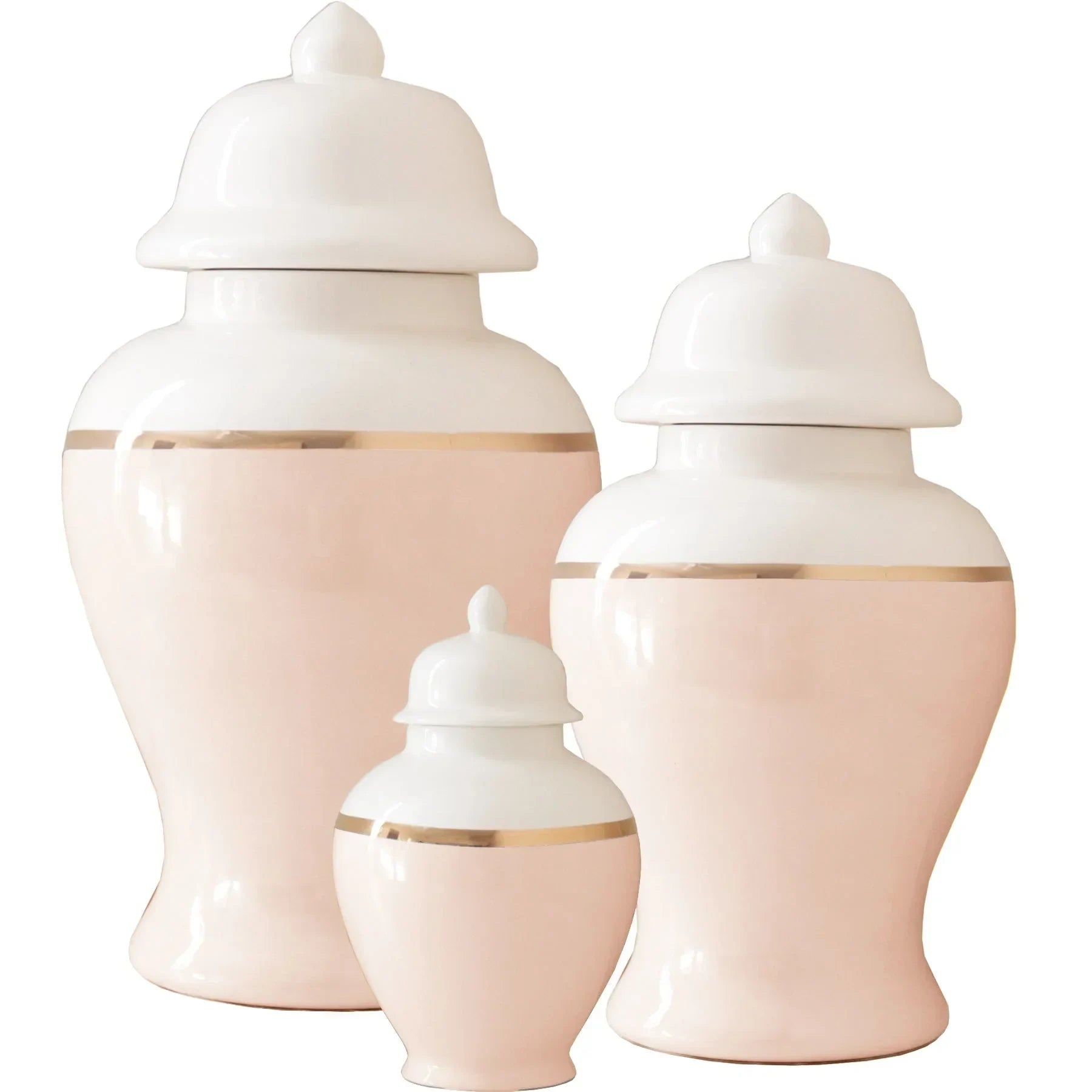 Blush Color Block Ginger Jar with Gold Accent - The Mayfair Hall
