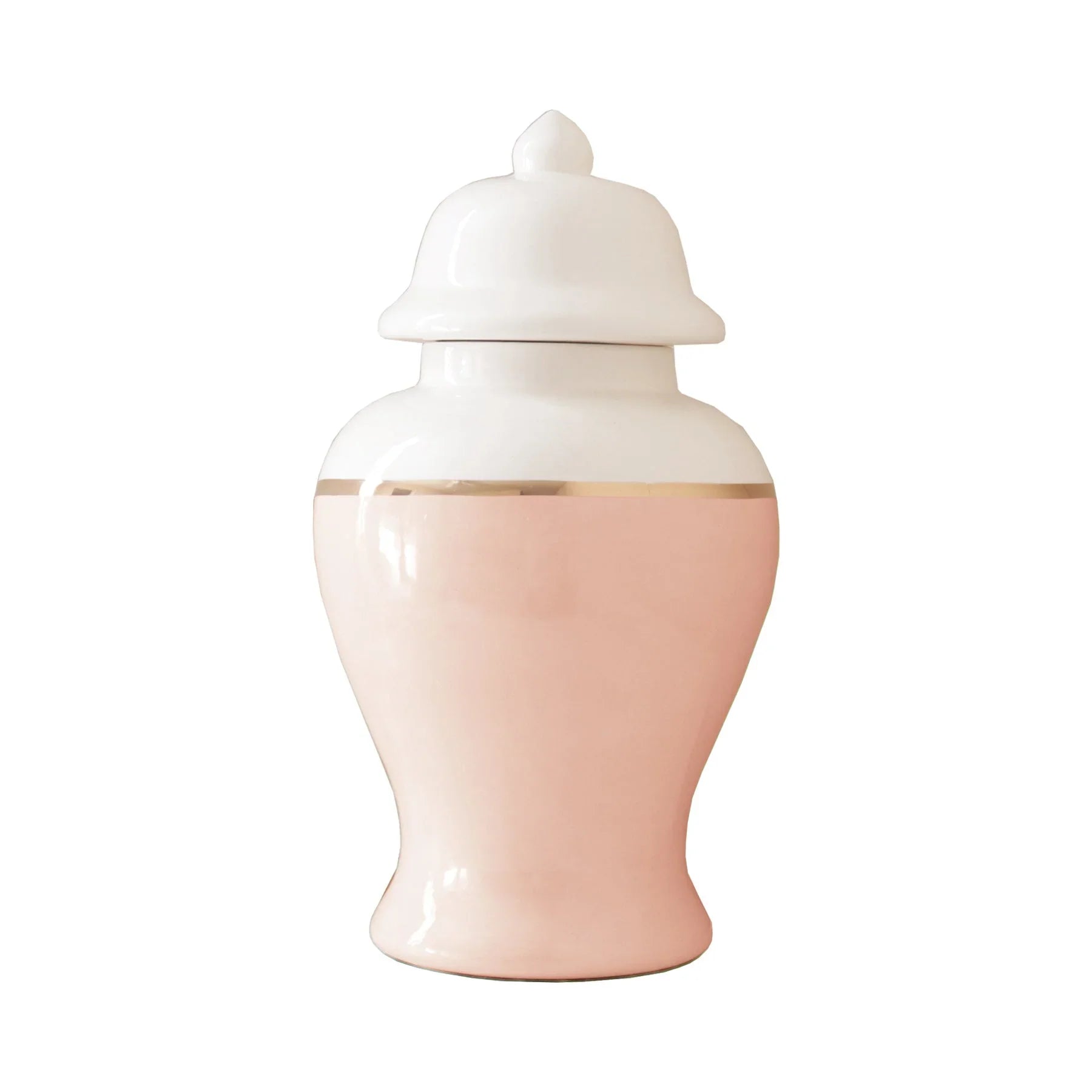 Blush Color Block Ginger Jar with Gold Accent - The Mayfair Hall