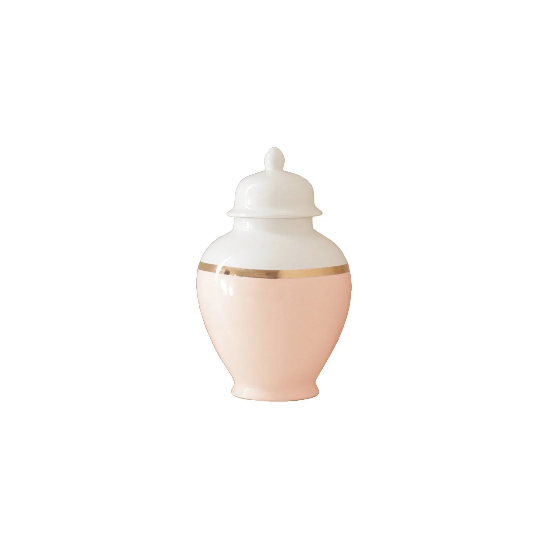 Blush Color Block Ginger Jar with Gold Accent - The Mayfair Hall