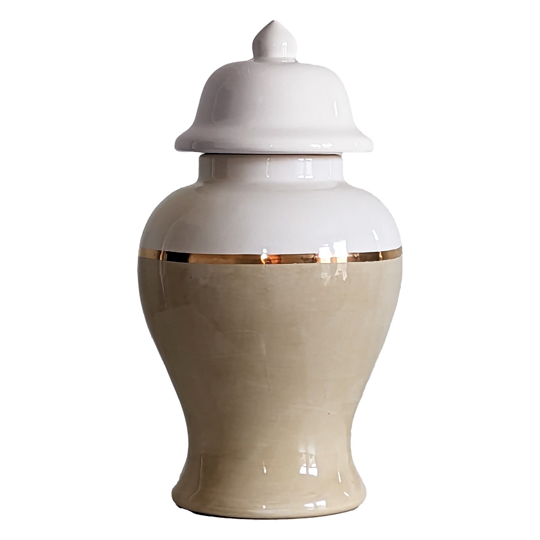 Ginger Jar with Gold Accent in Sand Block
