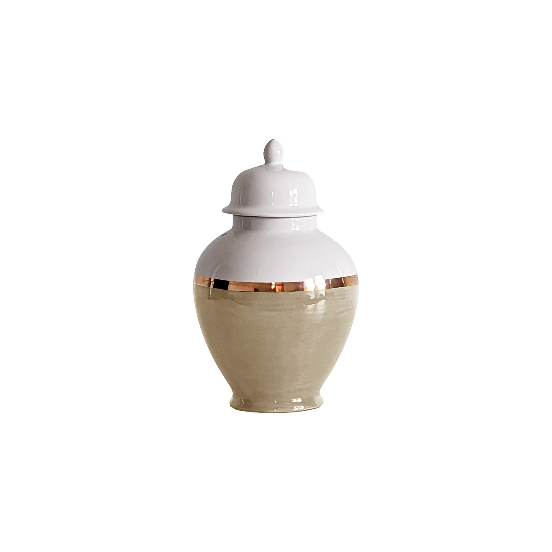 Ginger Jar with Gold Accent in Sand Block