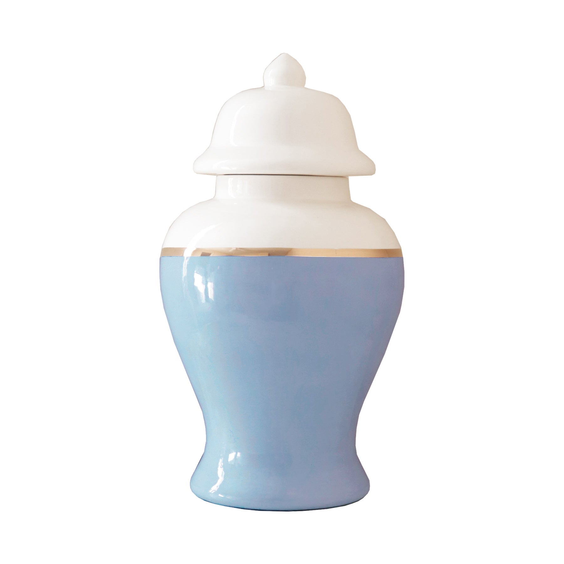 Serenity Blue Color Block Ginger Jar with Gold Accent