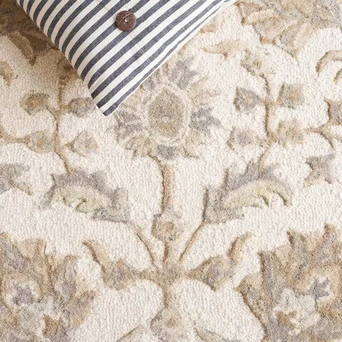Glamour Wool Rug in Ivory and Gray