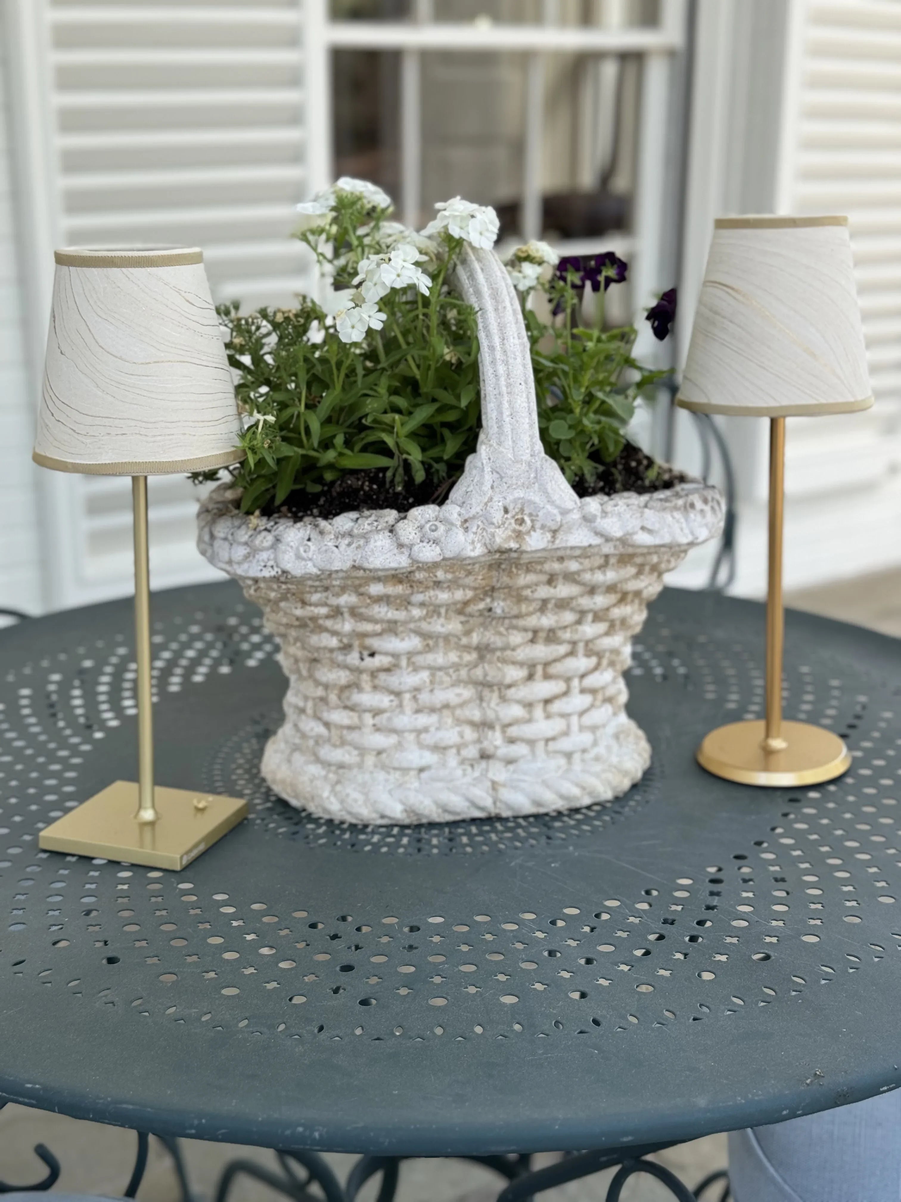 Small Marble Shade Cover in Ivory (with Gold trim) - The Mayfair Hall