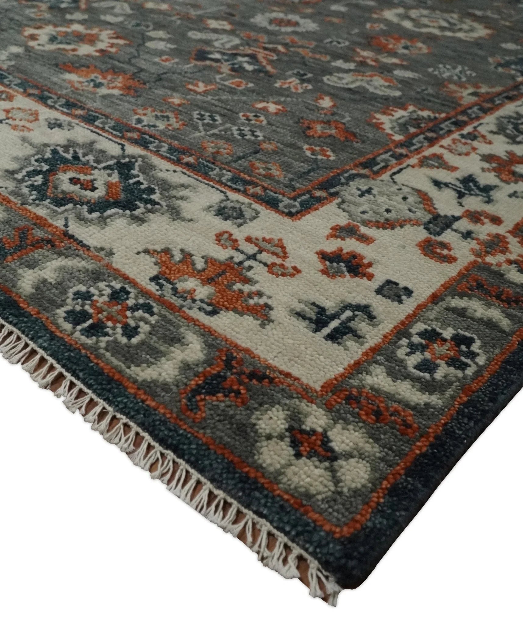 Gray and Beige 3x5, 4x6, 5x8, 6x9, 8x10, 9x12, 10x14 and 12x15 Hand Knotted Traditional Persian Oushak Wool Rug | TRDCP713 - The Rug Decor