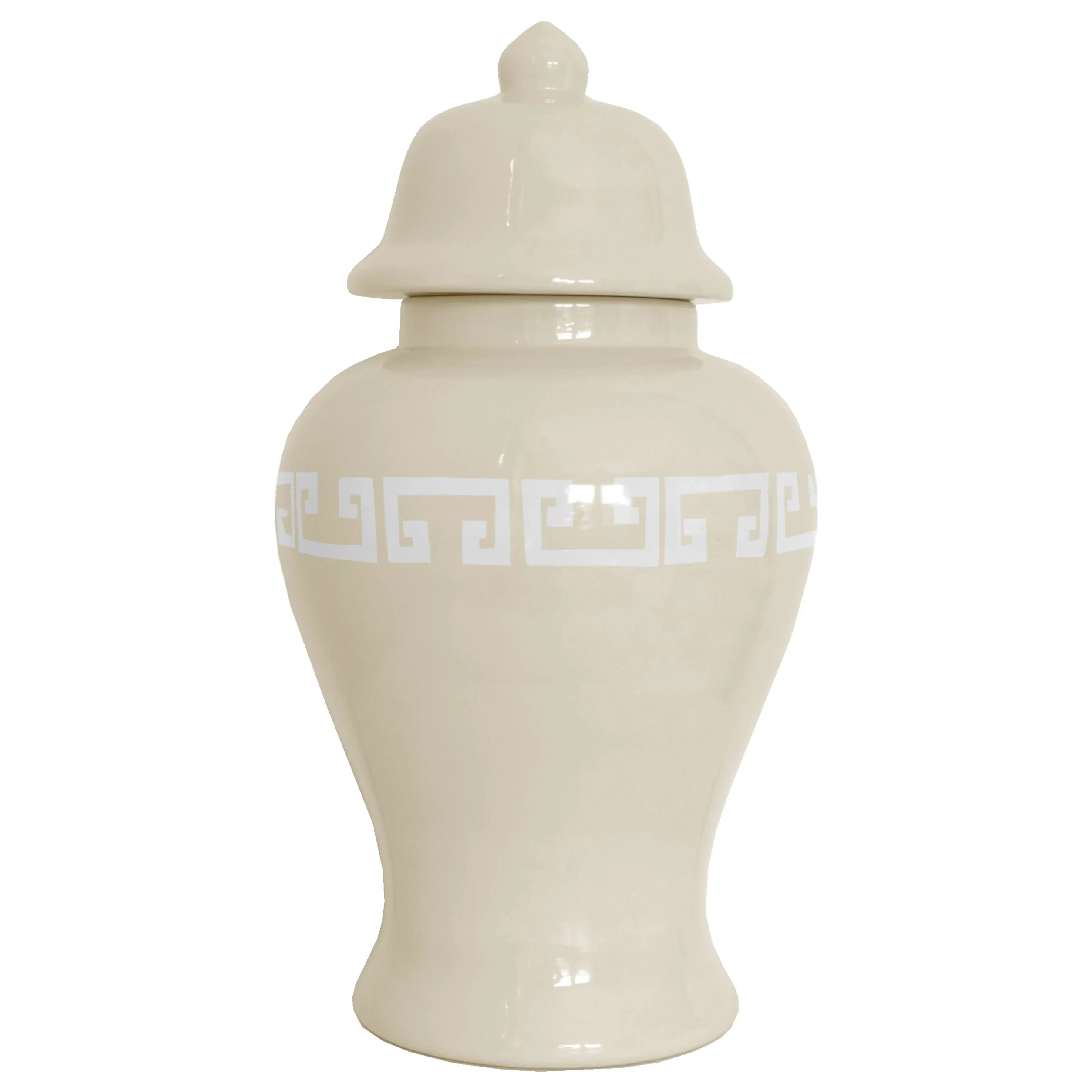 Beige Greek Key Ginger Jars - The Mayfair Hall