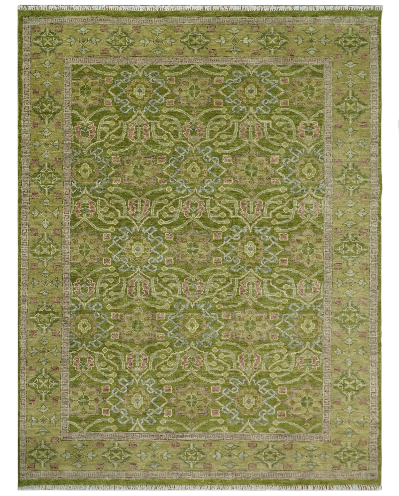 Green and Purple Traditional Design Custom Made wool area rug - The Rug Decor