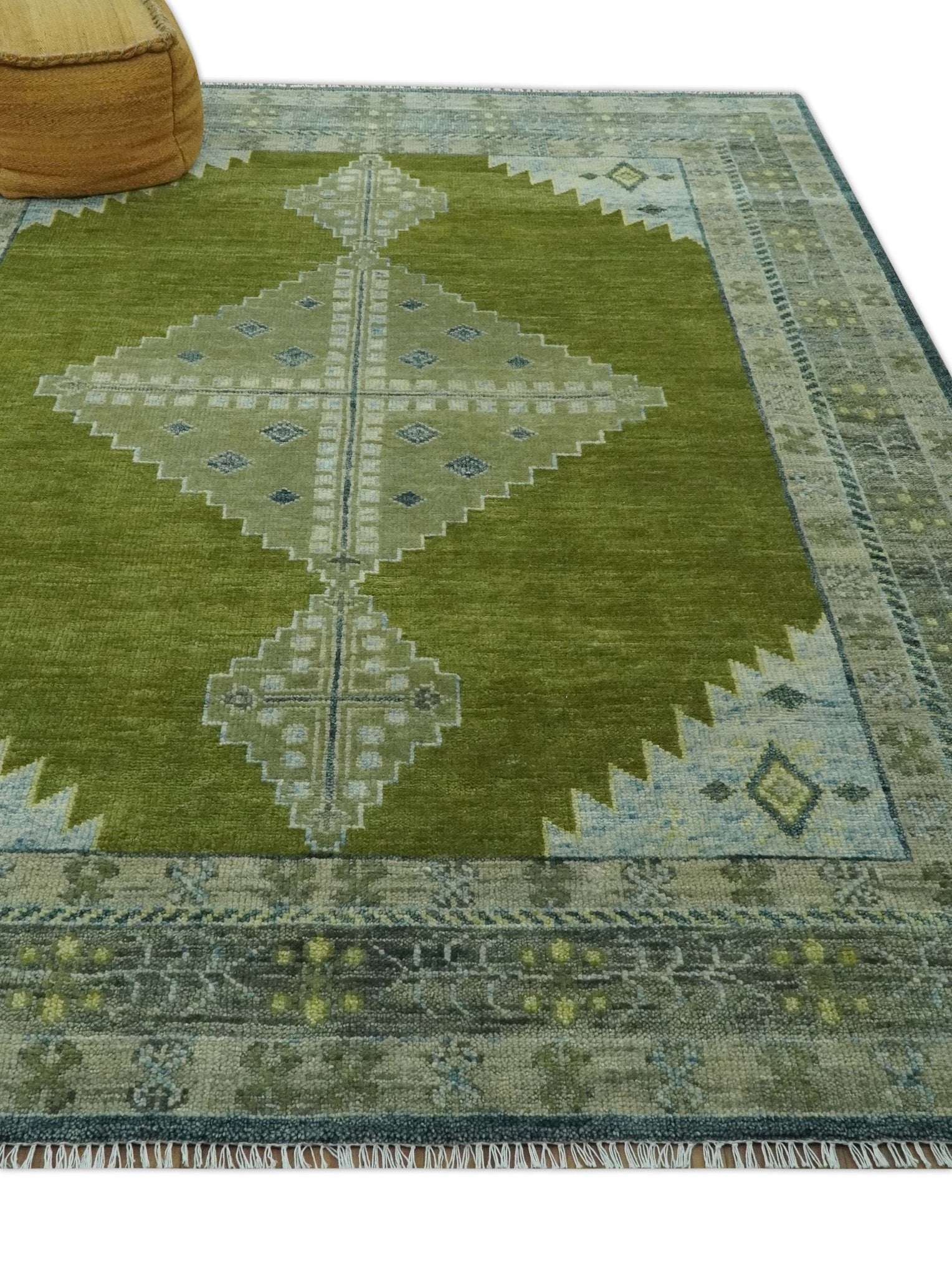 Green, Blue and Gray Hand Knotted Traditional Heriz Multi Size wool area rug - The Rug Decor
