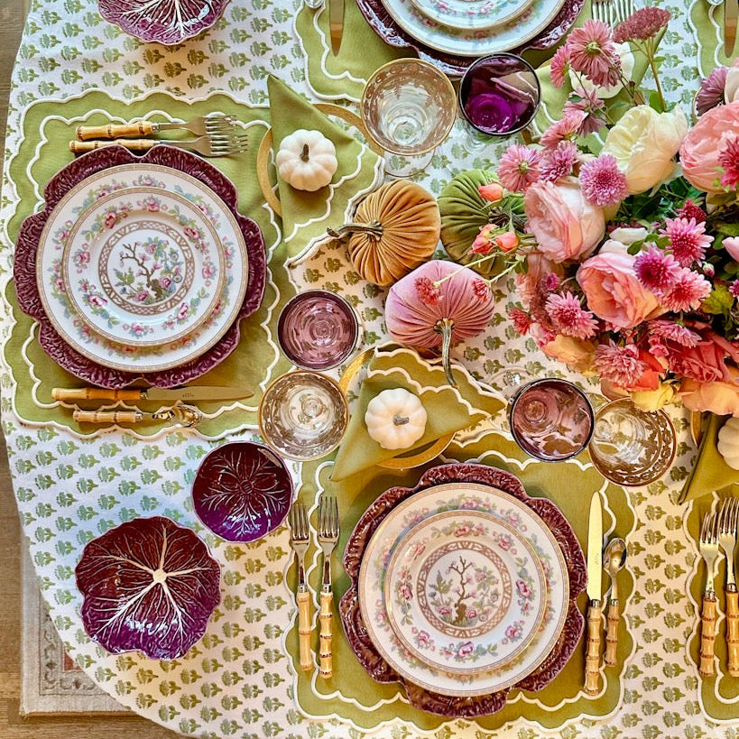 ELARA GREEN RECTANGLE FABRIC PLACEMAT & NAPKIN SET