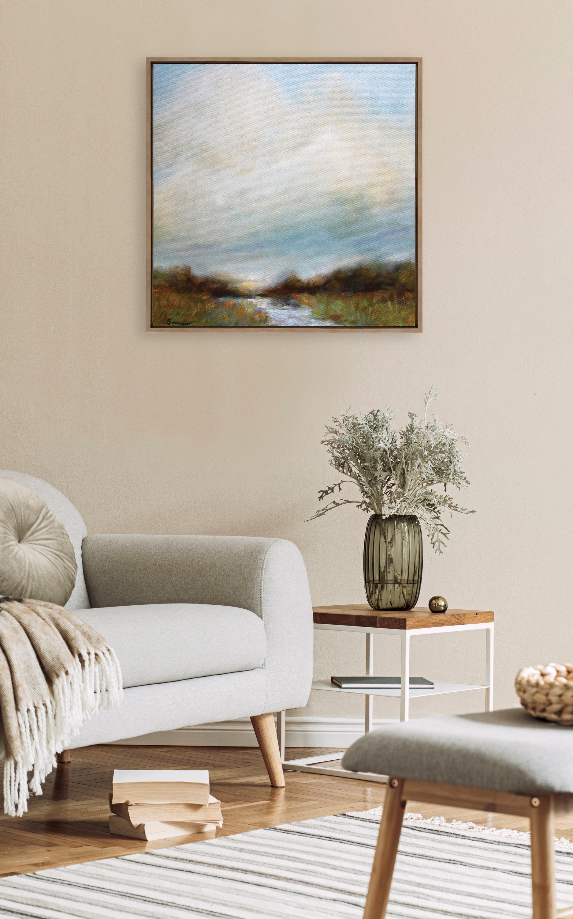 Sylvie Tranquility Framed Canvas by Mary Sparrow