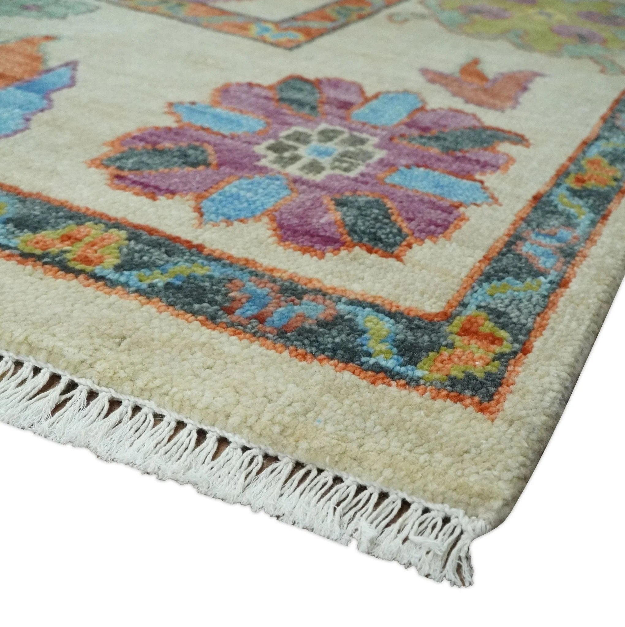 Hand Knotted 5x8, 6x9, 8x10, 9x12, 10x14, 12x15 Ivory, Rust and Gray Traditional Persian Wool Area Rug | TRDCP979 - The Rug Decor