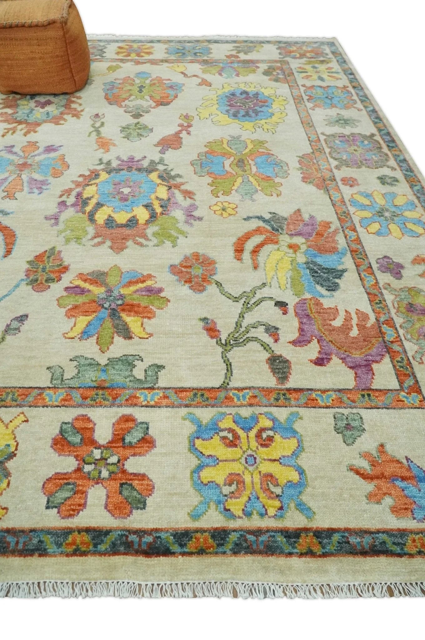 Hand Knotted 5x8, 6x9, 8x10, 9x12, 10x14, 12x15 Ivory, Rust and Gray Traditional Persian Wool Area Rug | TRDCP979 - The Rug Decor