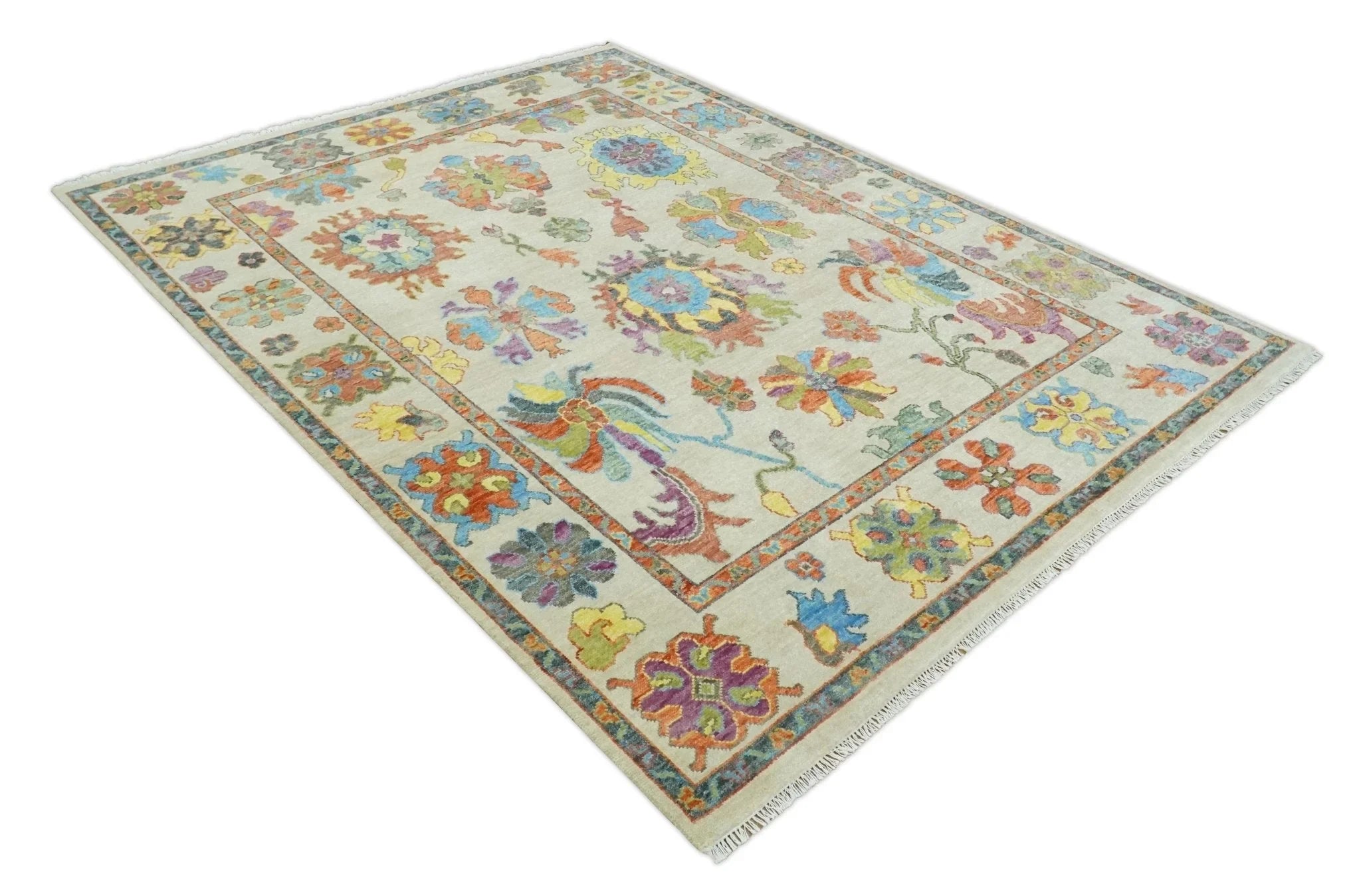 Hand Knotted 5x8, 6x9, 8x10, 9x12, 10x14, 12x15 Ivory, Rust and Gray Traditional Persian Wool Area Rug | TRDCP979 - The Rug Decor