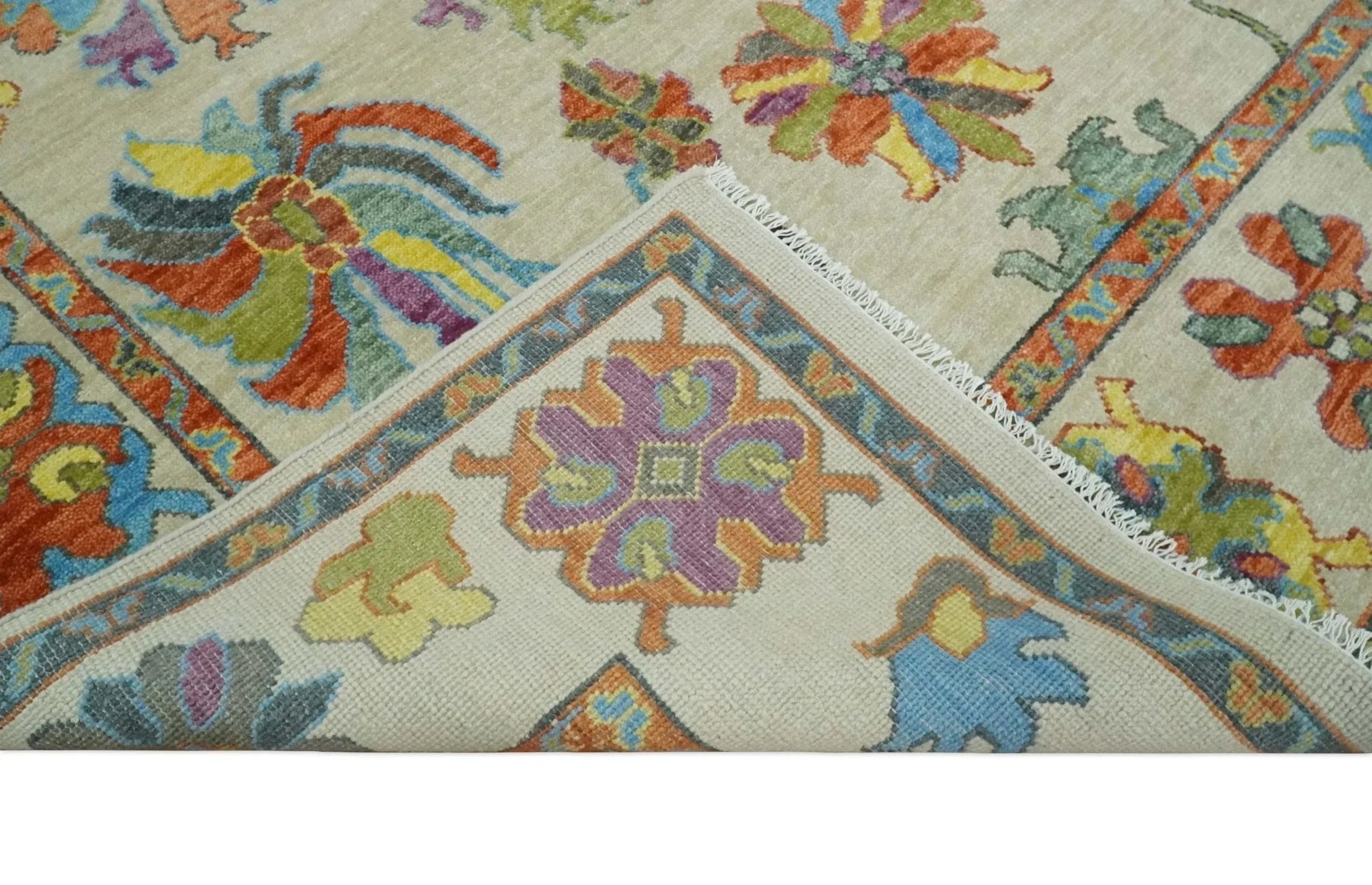 Hand Knotted 5x8, 6x9, 8x10, 9x12, 10x14, 12x15 Ivory, Rust and Gray Traditional Persian Wool Area Rug | TRDCP979 - The Rug Decor