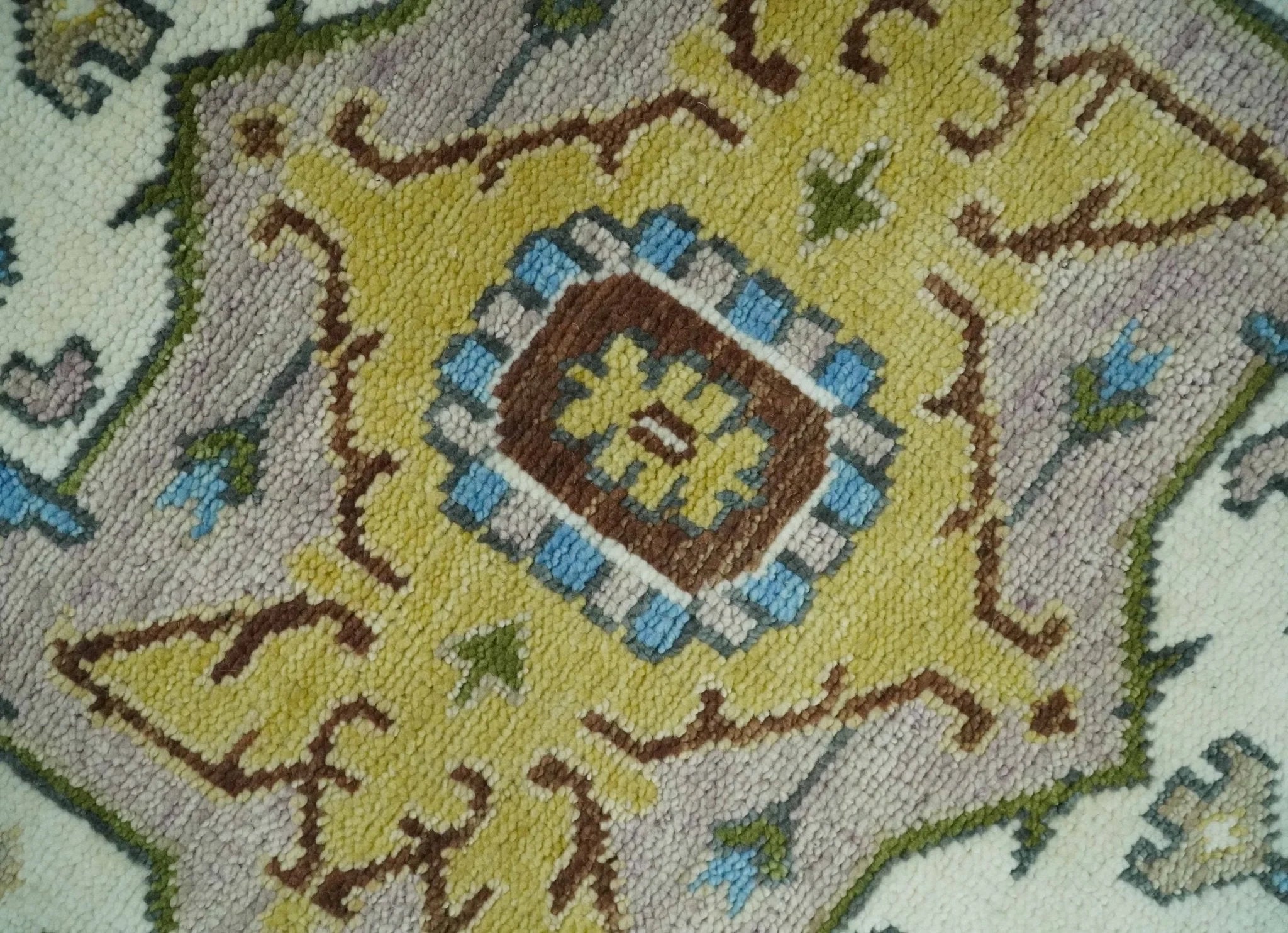 Hand Knotted 5x8, 6x9, 8x10, 9x12, 10x14 and 12x15 Ivory, Camel and Teal Modern Traditional Persian Heriz Serapi Wool Rug | TRDCP881912 - The Rug Decor