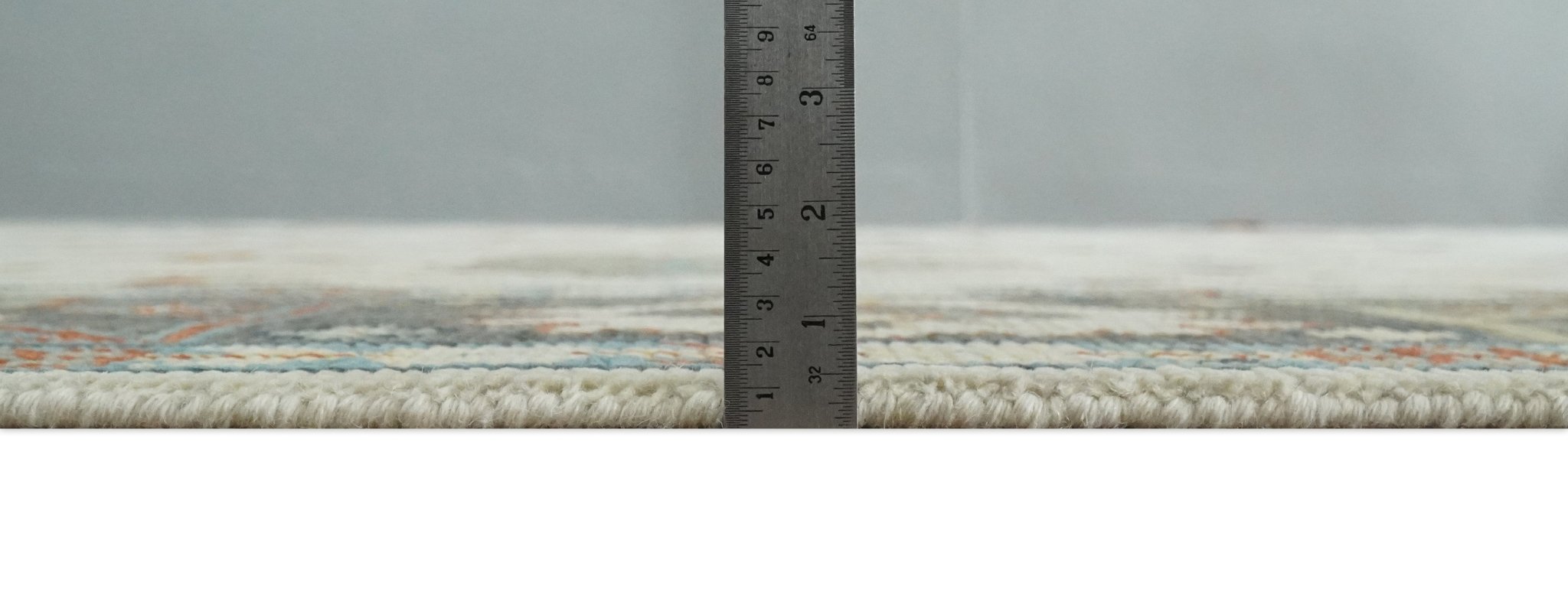 Hand Knotted 5x8, 6x9, 8x10, 9x12, 10x14 and 12x15 Ivory, Charcoal and Blue Traditional Persian Oushak Wool Rug | TRDCP916912 - The Rug Decor