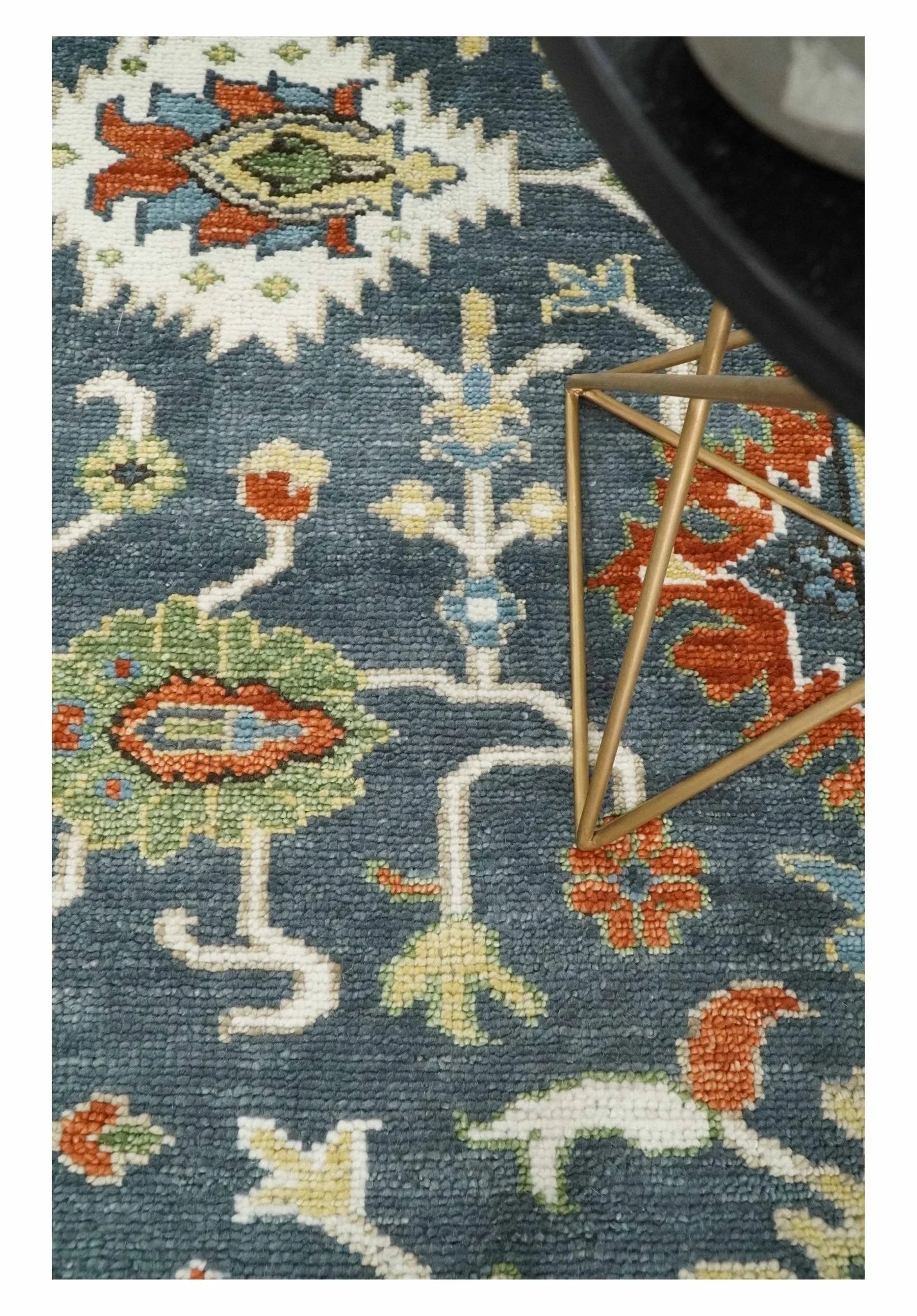 Hand Knotted 5x8, 6x9, 8x10, 9x12, 10x14 and 12x15 Teal, Blue and Ivory Traditional Persian Oushak Wool Rug | TRDCP726 - The Rug Decor