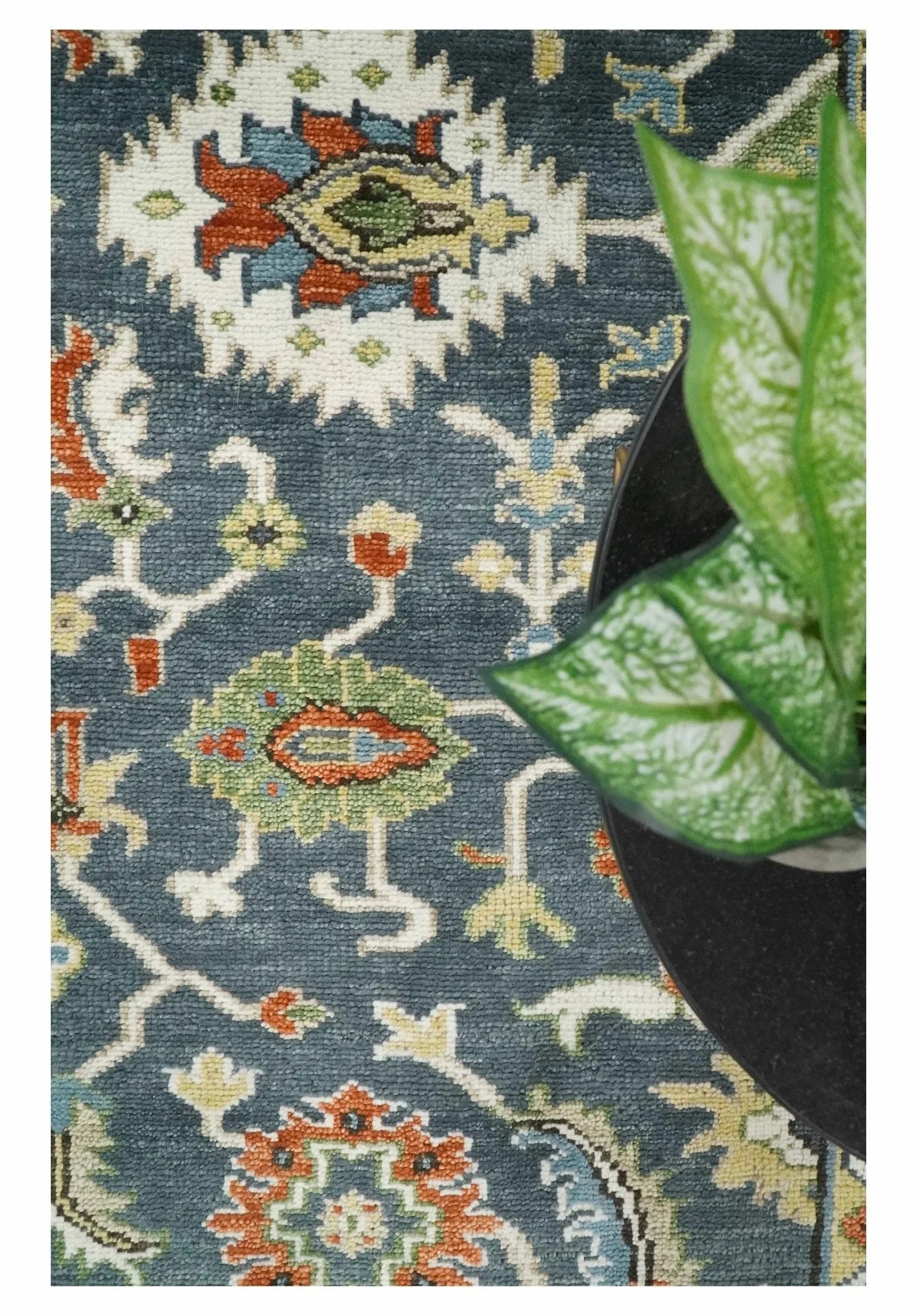 Hand Knotted 5x8, 6x9, 8x10, 9x12, 10x14 and 12x15 Teal, Blue and Ivory Traditional Persian Oushak Wool Rug | TRDCP726 - The Rug Decor