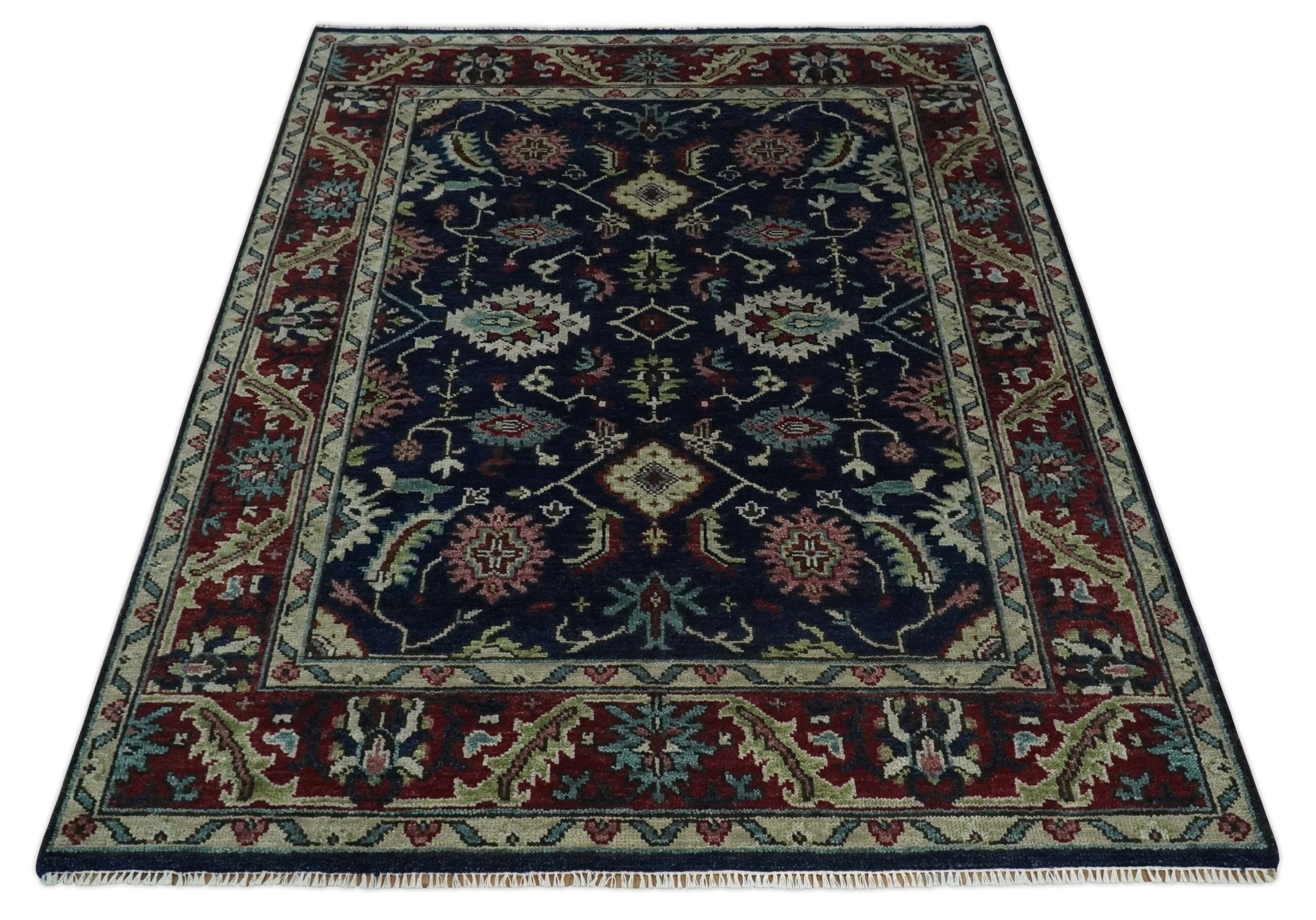 Hand Knotted 8x10, 9x12, 10x14 and 12x15 Black, Rust and Beige Antique Oushak Wool Area Rug | TRDCP1122 - The Rug Decor
