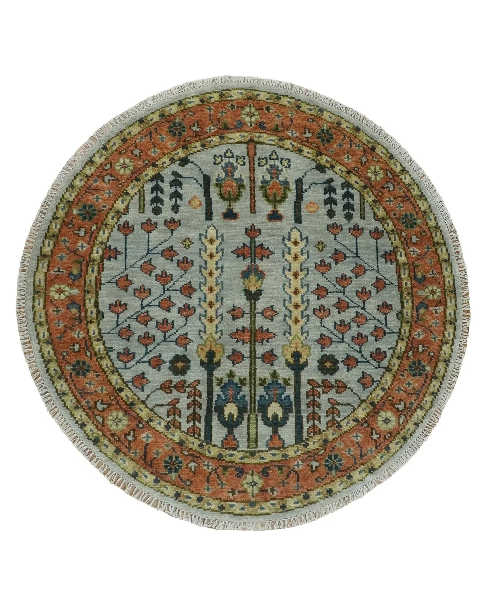 Hand Knotted 8x10, 9x12, 10x14 and 12x15 Rust and Blue Traditional Turkish Vintage Heriz Serapi Wool Rug | TRDCP204 - The Rug Decor