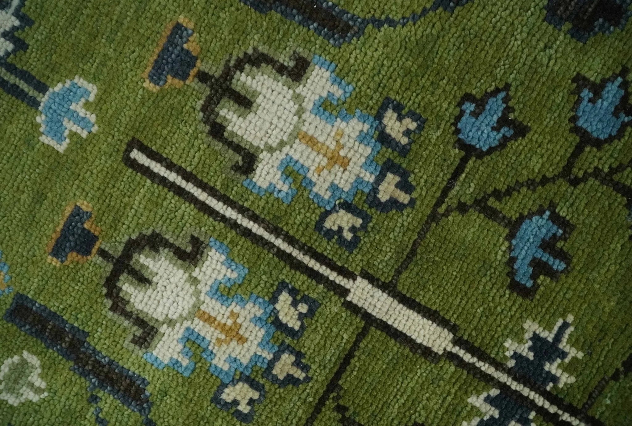 Hand Knotted 8x10, 9x12 Royal Green and Ivory Traditional Turkish Style Tree Of Life Wool Area Rug - The Rug Decor