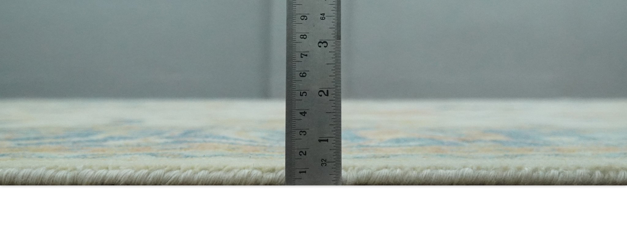 Hand Knotted 9x12 Ivory and Blue Traditional Vintage Persian Style Wool Rug | TRDCP812912