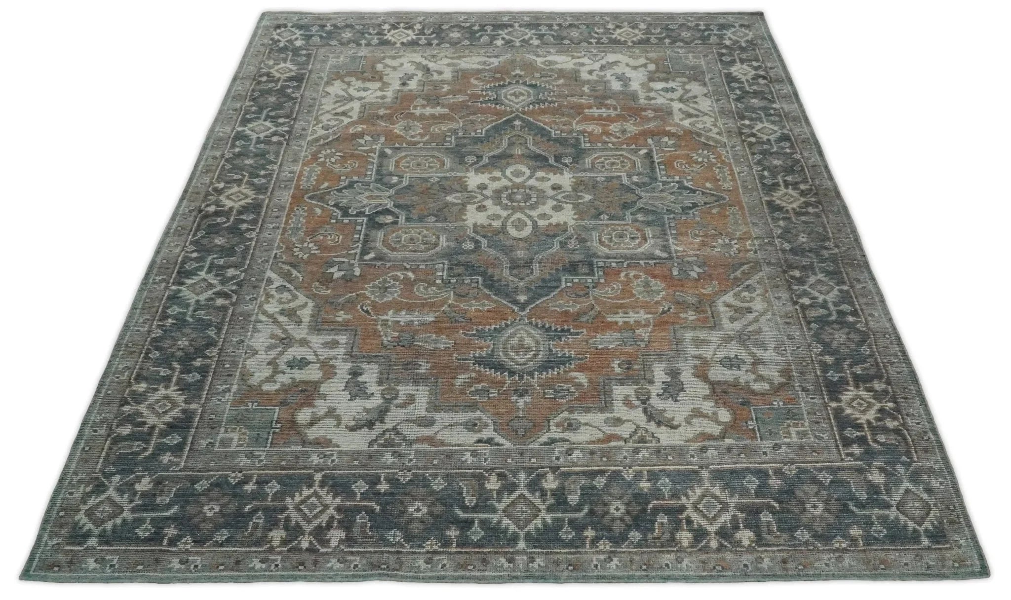 Hand Knotted Antique 8x10 Rust and Black Traditional Persian Area Rug | TRD2398 - The Rug Decor
