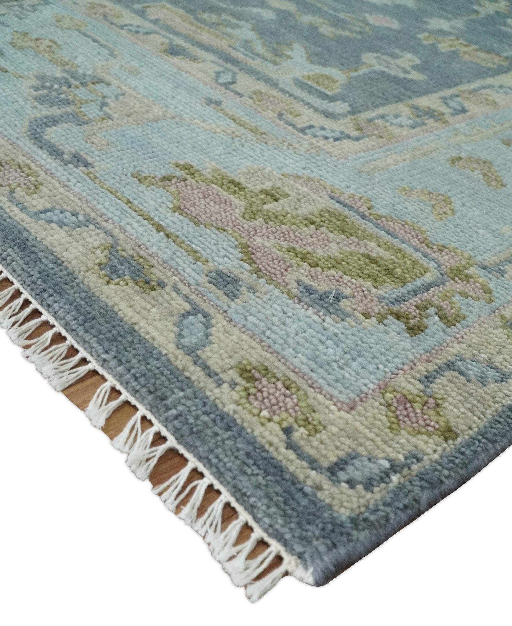 Hand Knotted Antique Oushak 5x8, 6x9, 8x10, 9x12, 10x14 and 12x15 Gray, Blue and Beige Traditional Persian Oushak Wool Rug | TRDCP973 - The Rug Decor
