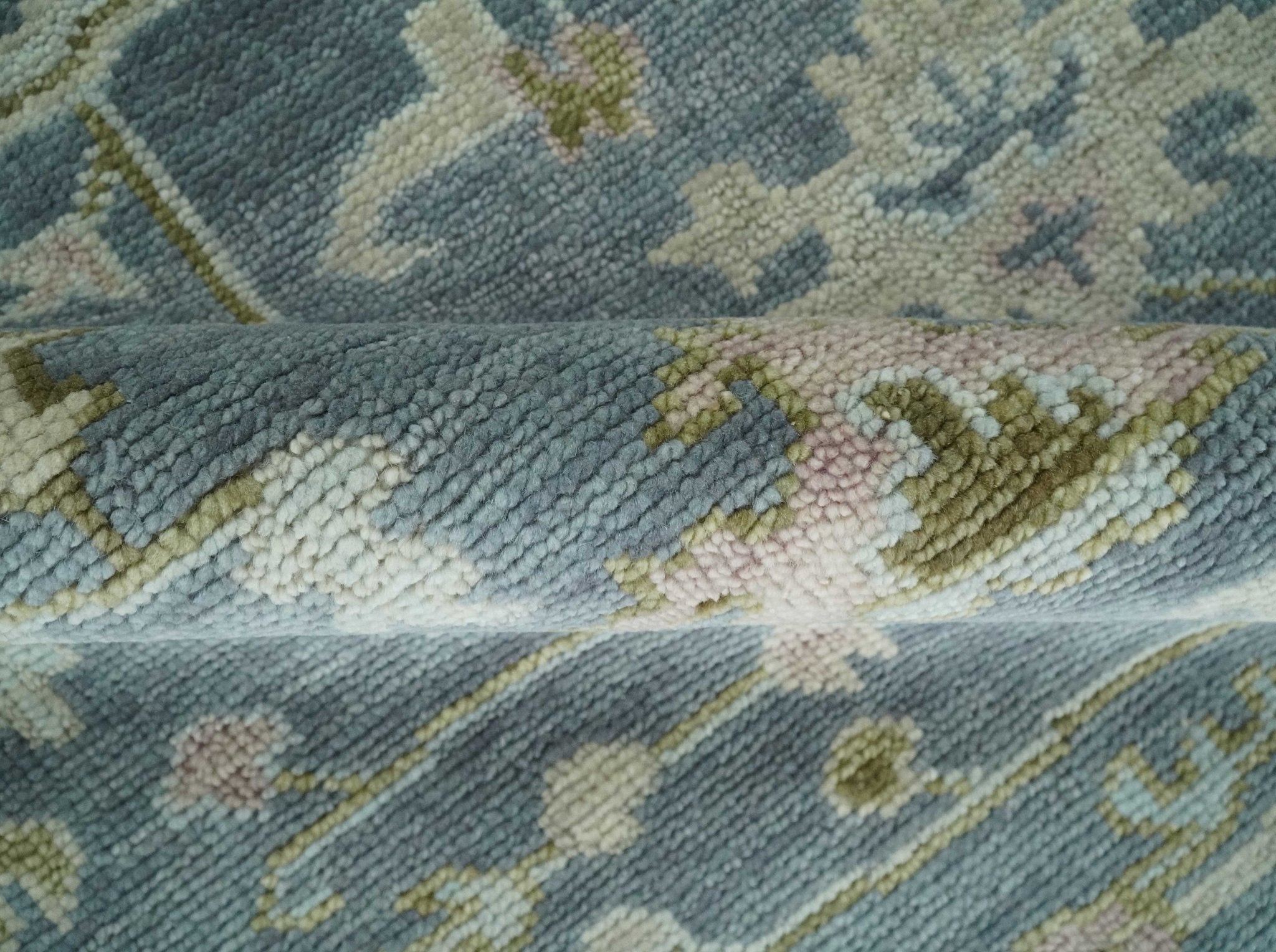 Hand Knotted Antique Oushak 5x8, 6x9, 8x10, 9x12, 10x14 and 12x15 Gray, Blue and Beige Traditional Persian Oushak Wool Rug | TRDCP973 - The Rug Decor