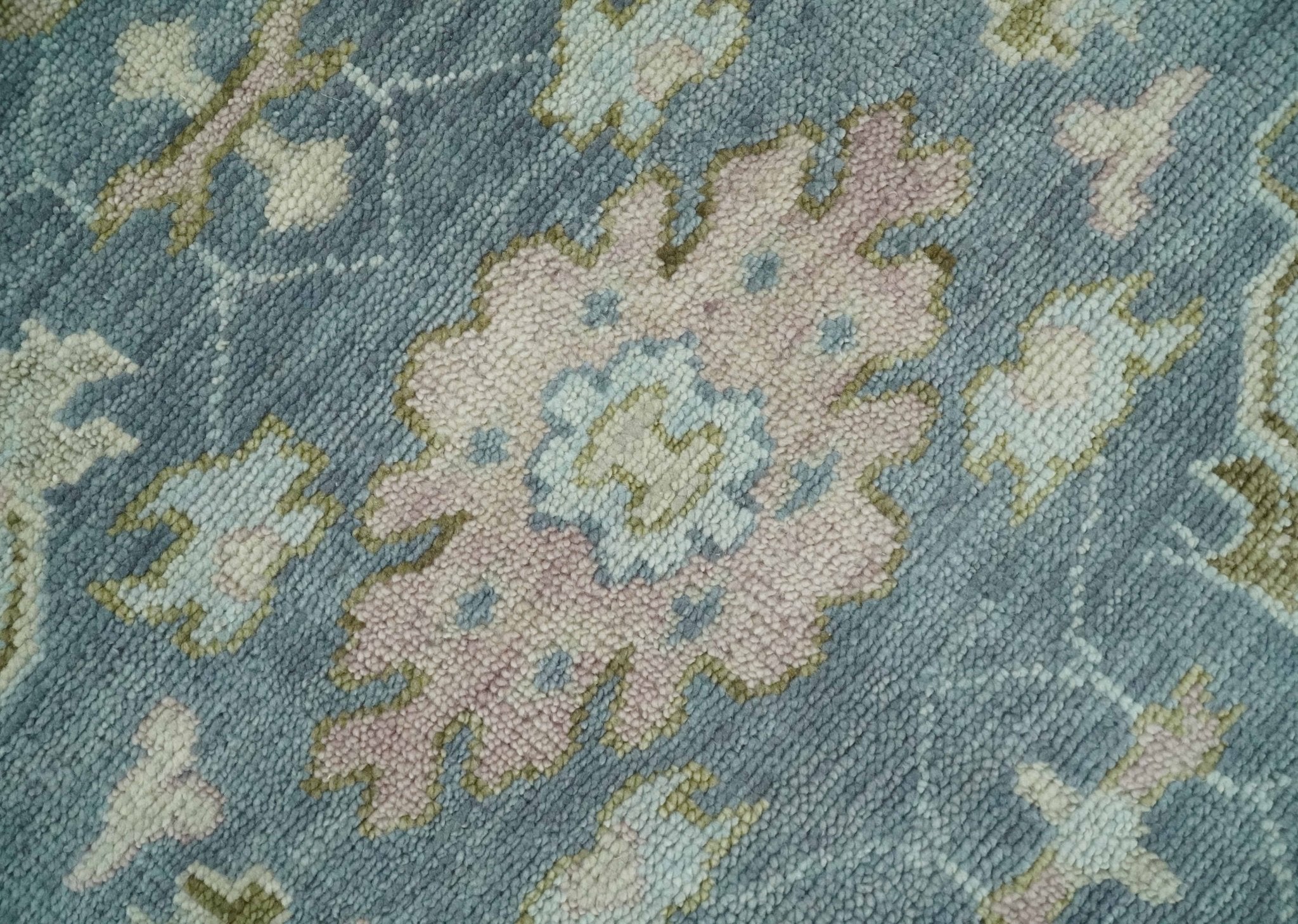 Hand Knotted Antique Oushak 5x8, 6x9, 8x10, 9x12, 10x14 and 12x15 Gray, Blue and Beige Traditional Persian Oushak Wool Rug | TRDCP973 - The Rug Decor