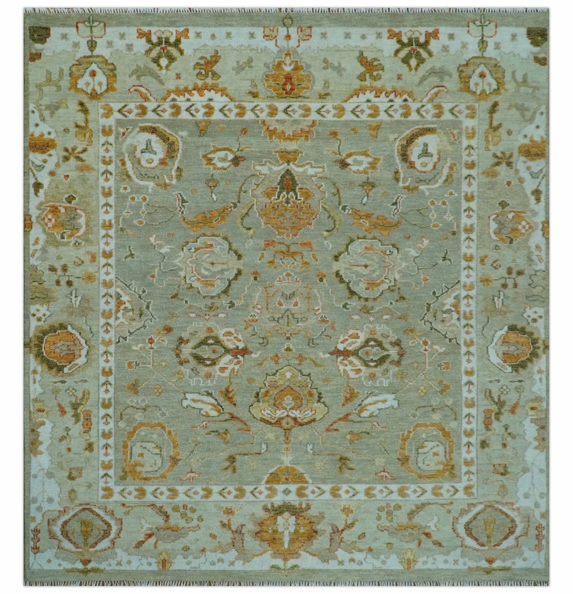 Hand Knotted Antique Peach and Beige Traditional Oushak Custom Made Wool Area Rug - The Rug Decor