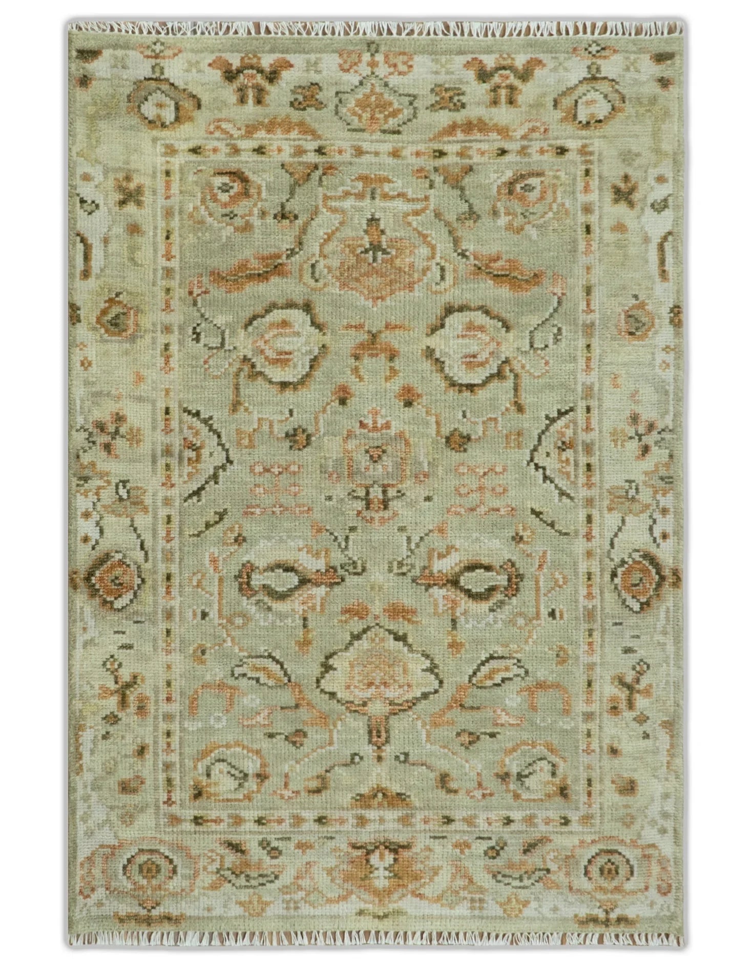 Hand Knotted Antique Peach and Beige Traditional Oushak Custom Made Wool Area Rug - The Rug Decor