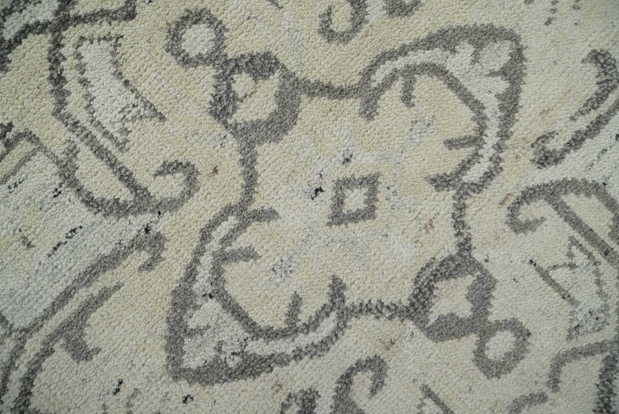 Hand Knotted Earthy Neutral Serapi Wool Rug, Charcoal, Beige and Ivory - The Rug Decor