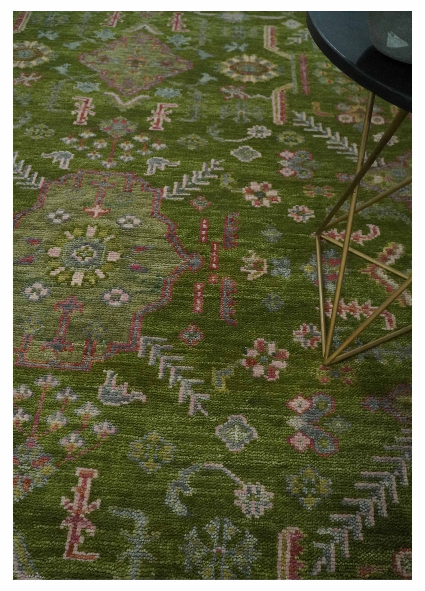 Hand Knotted Green and Silver Traditional Multi Size Antique Wool Area Rug - The Rug Decor