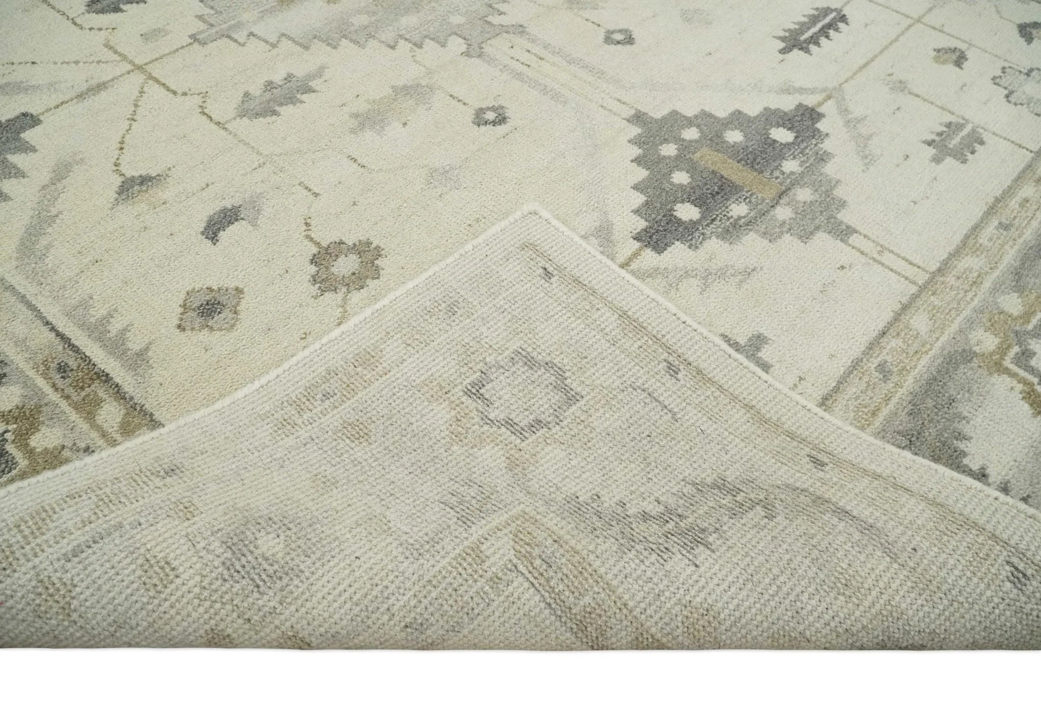 Hand Knotted Ivory and Charcoal Traditional Tribal Natural Wool Area Rug, Kids, Living Room and Bedroom Rug | MEHK5 - The Rug Decor