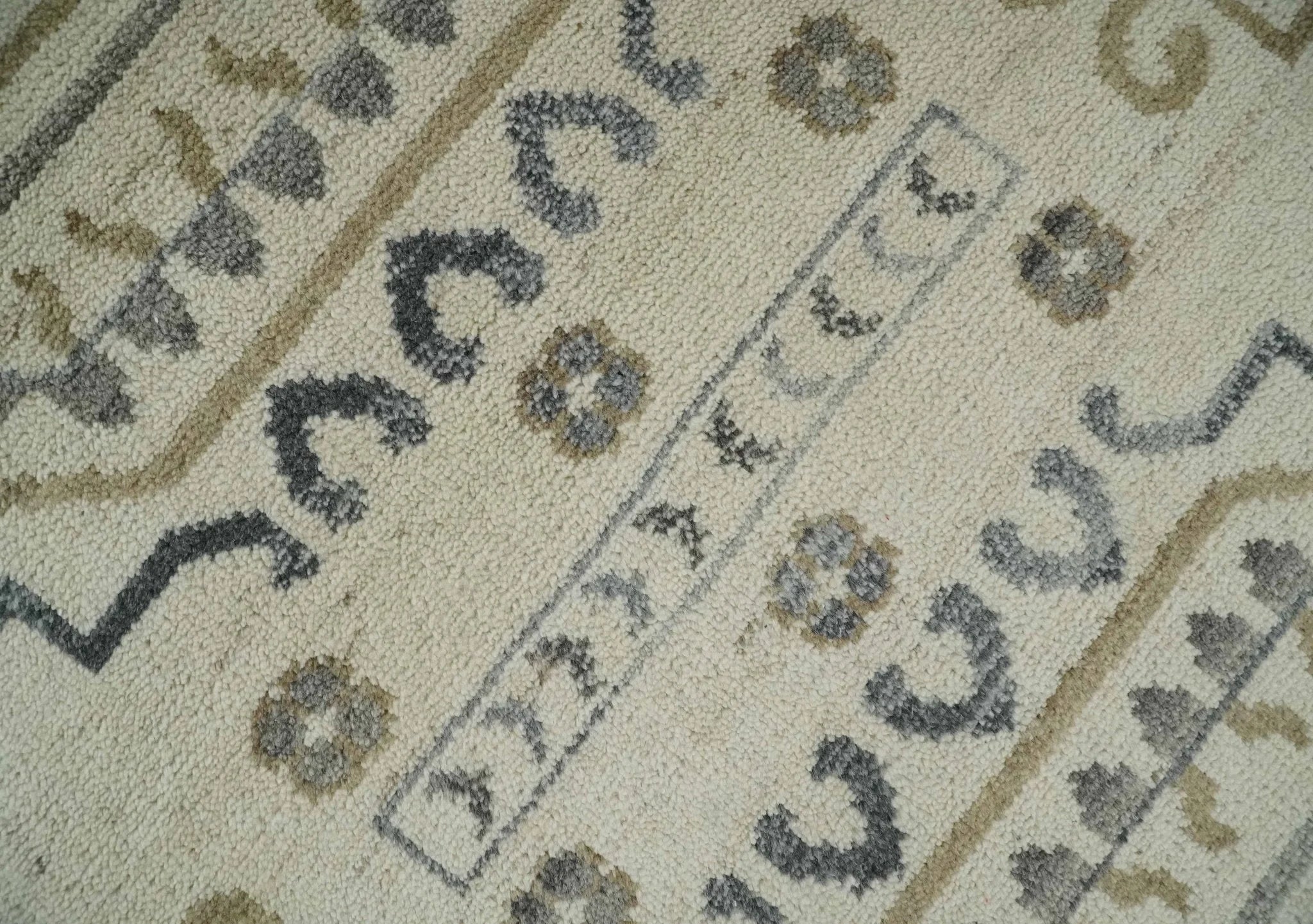 Hand Knotted Ivory, Gray and Beige Traditional Medallion Natural Wool Area Rug, Kids, Living Room and Bedroom Rug | MEHK7 - The Rug Decor