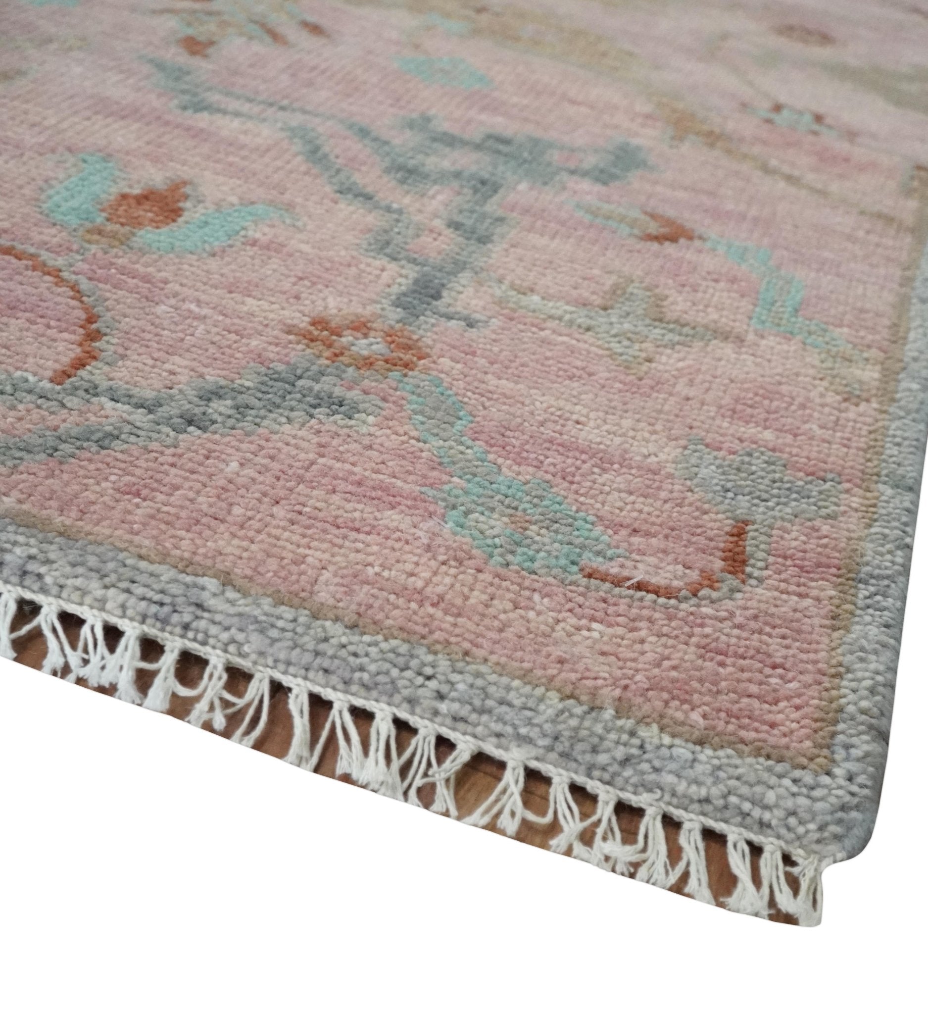 Hand Knotted Light Pink Oriental Oushak Multi Size Traditional Wool Area Rug, Living Room and Bedroom Rug