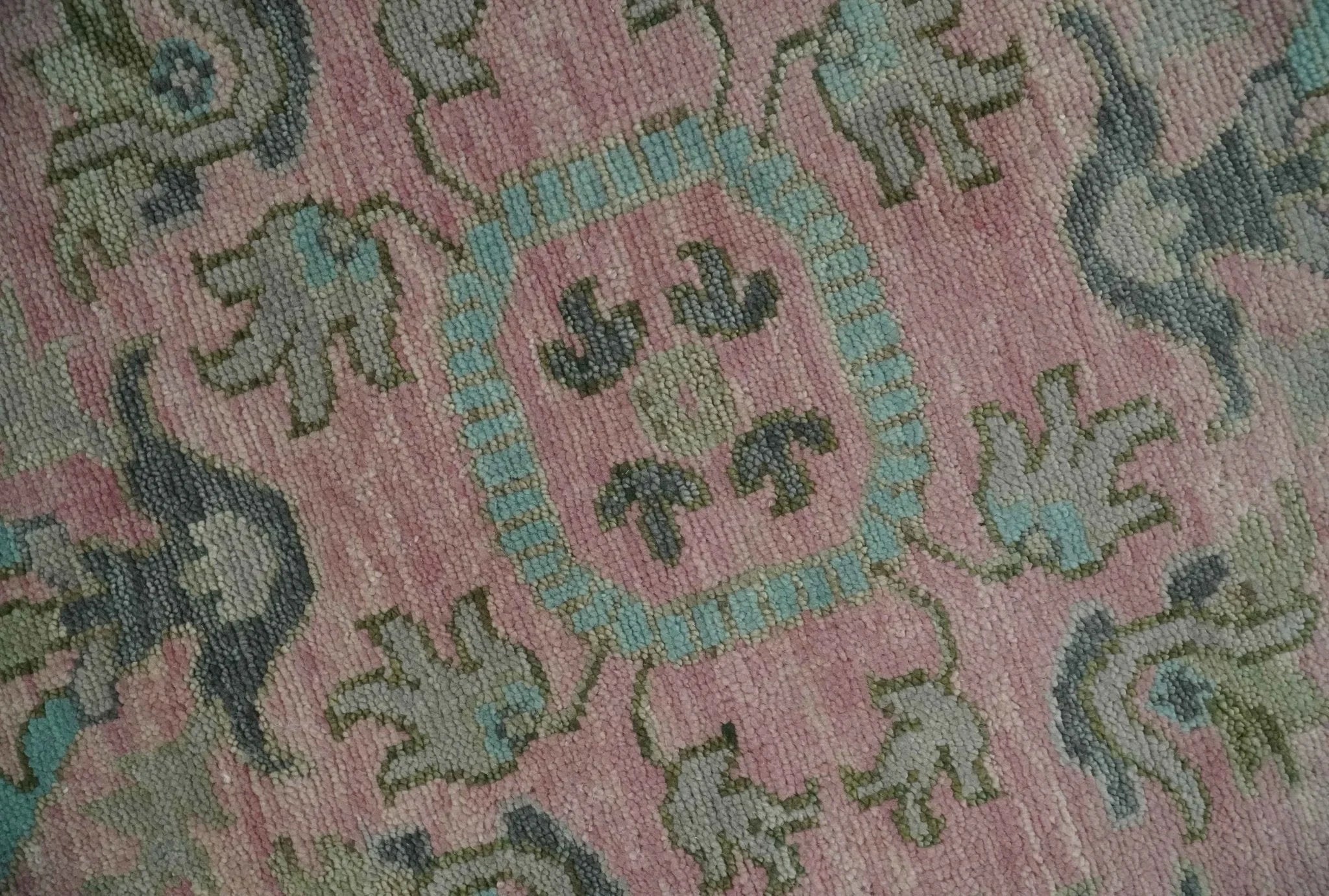 Hand Knotted Pink and Aqua Oriental Oushak Multi Size Traditional Wool Area Rug, Living Room and Bedroom Rug - The Rug Decor