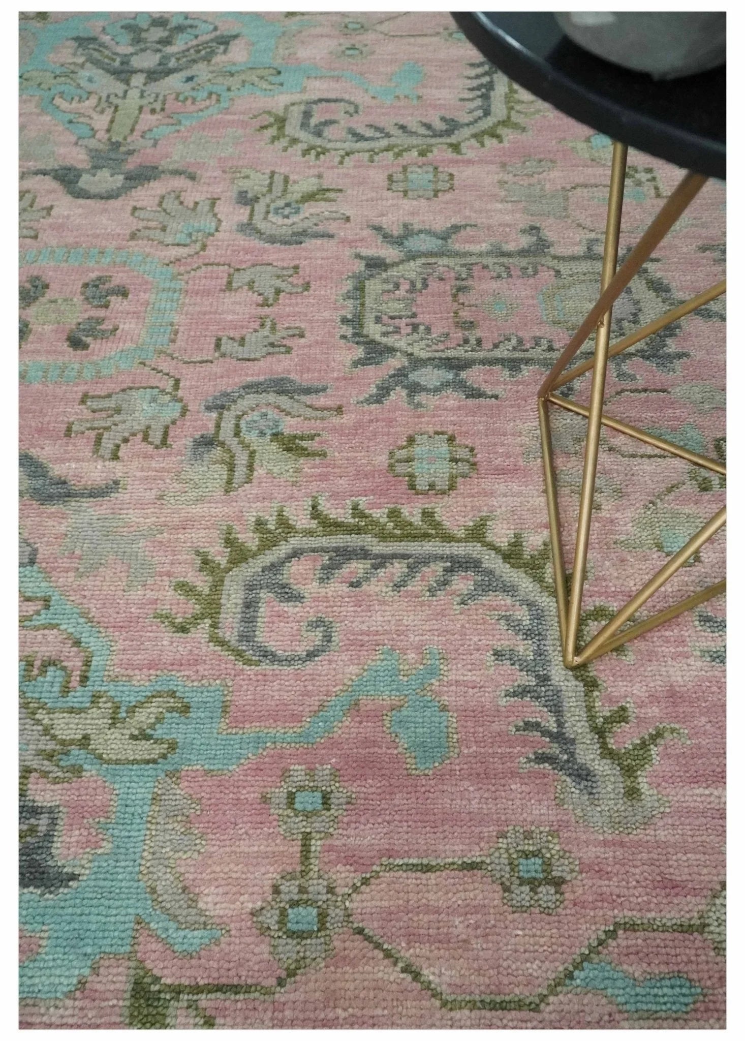 Hand Knotted Pink and Aqua Oriental Oushak Multi Size Traditional Wool Area Rug, Living Room and Bedroom Rug - The Rug Decor