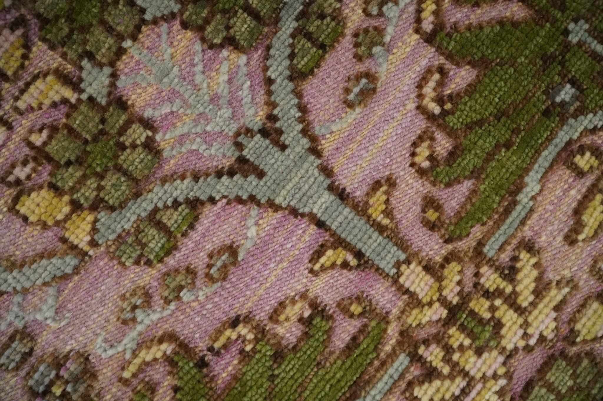 Hand Knotted Pink, Green and Beige Floral Traditional Antique Style Wool Area Rug - The Rug Decor