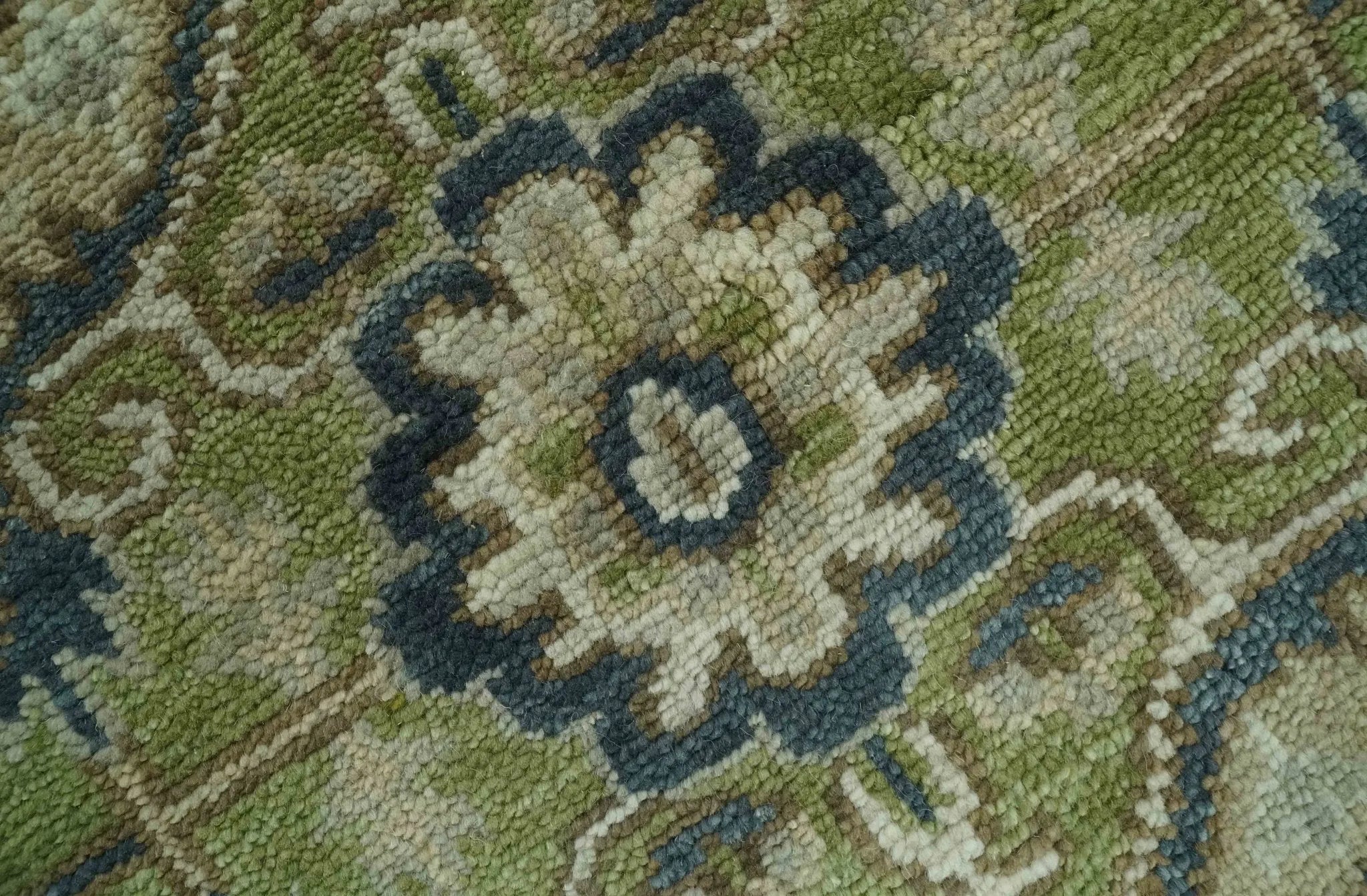 Custom Made Hand Knotted Traditional Green, Silver and Charcoal wool area rug - The Mayfair Hall