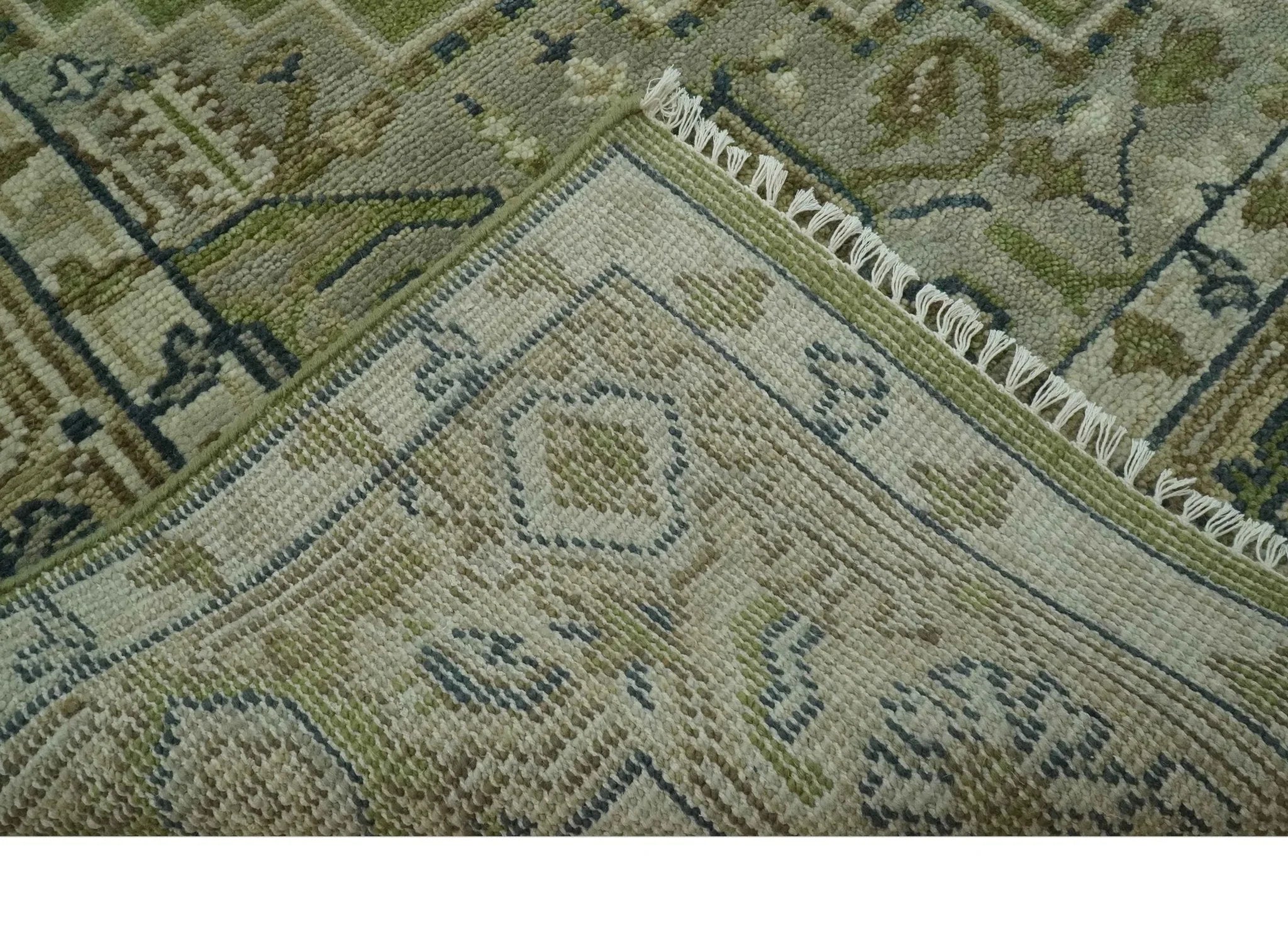 Custom Made Hand Knotted Traditional Green, Silver and Charcoal wool area rug - The Mayfair Hall