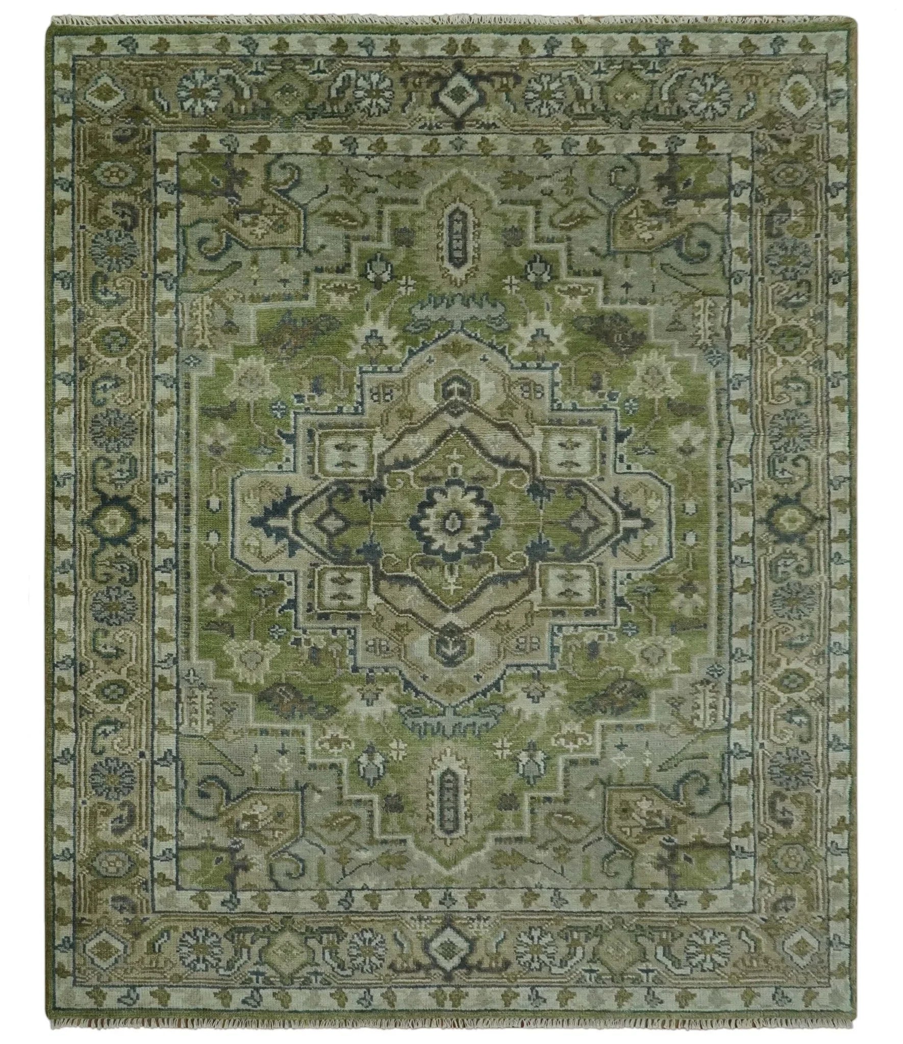 Custom Made Hand Knotted Traditional Green, Silver and Charcoal wool area rug - The Mayfair Hall