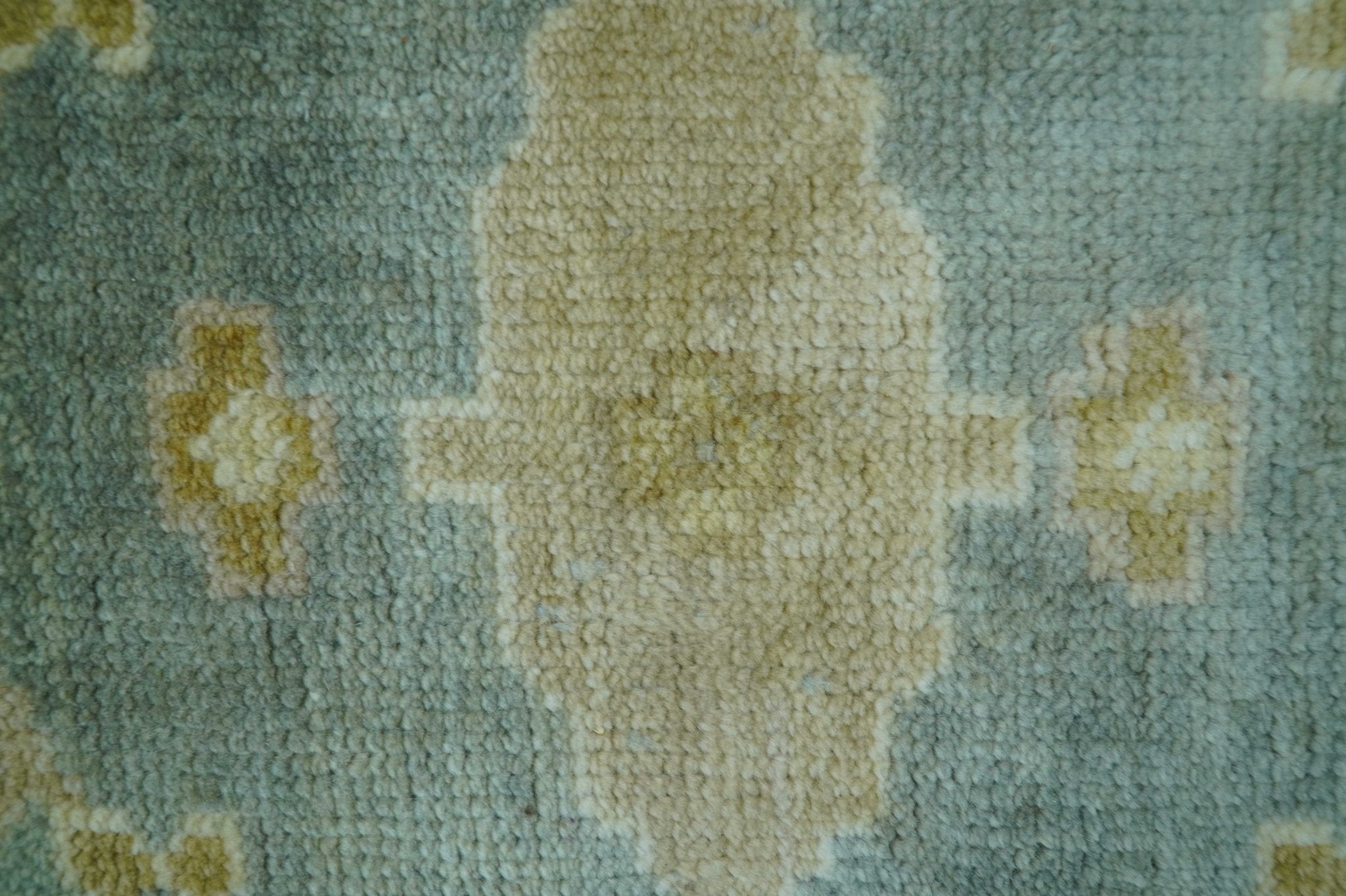 Hand Knotted Traditional Oushak Design Blue And Beige 8x10 Wool Area Rug