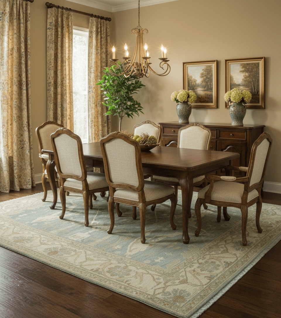 Hand Knotted Traditional Oushak Design Blue And Beige 8x10 Wool Area Rug