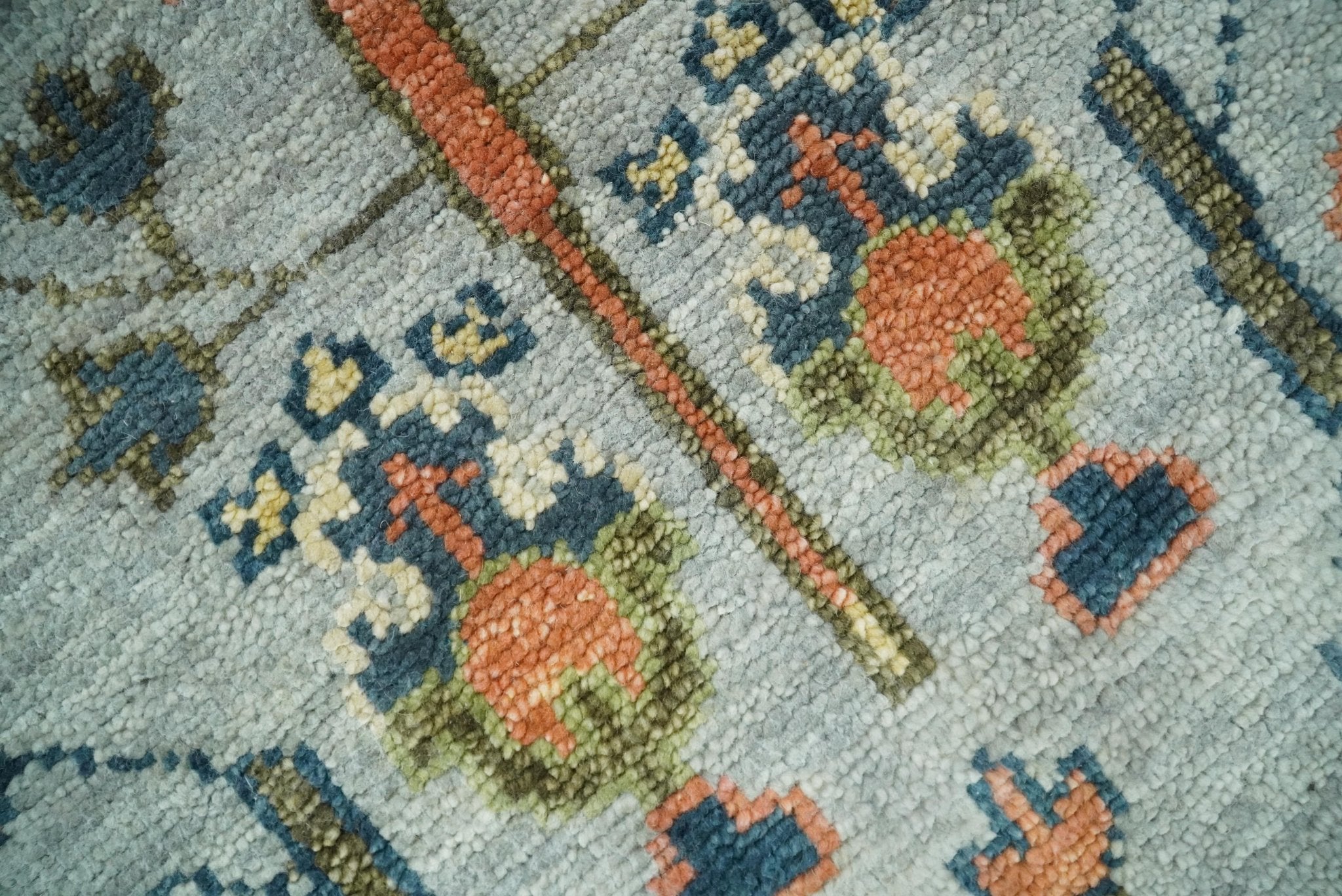 Hand Knotted Tree of Life Rust and Blue Traditional Turkish Design Wool Rug